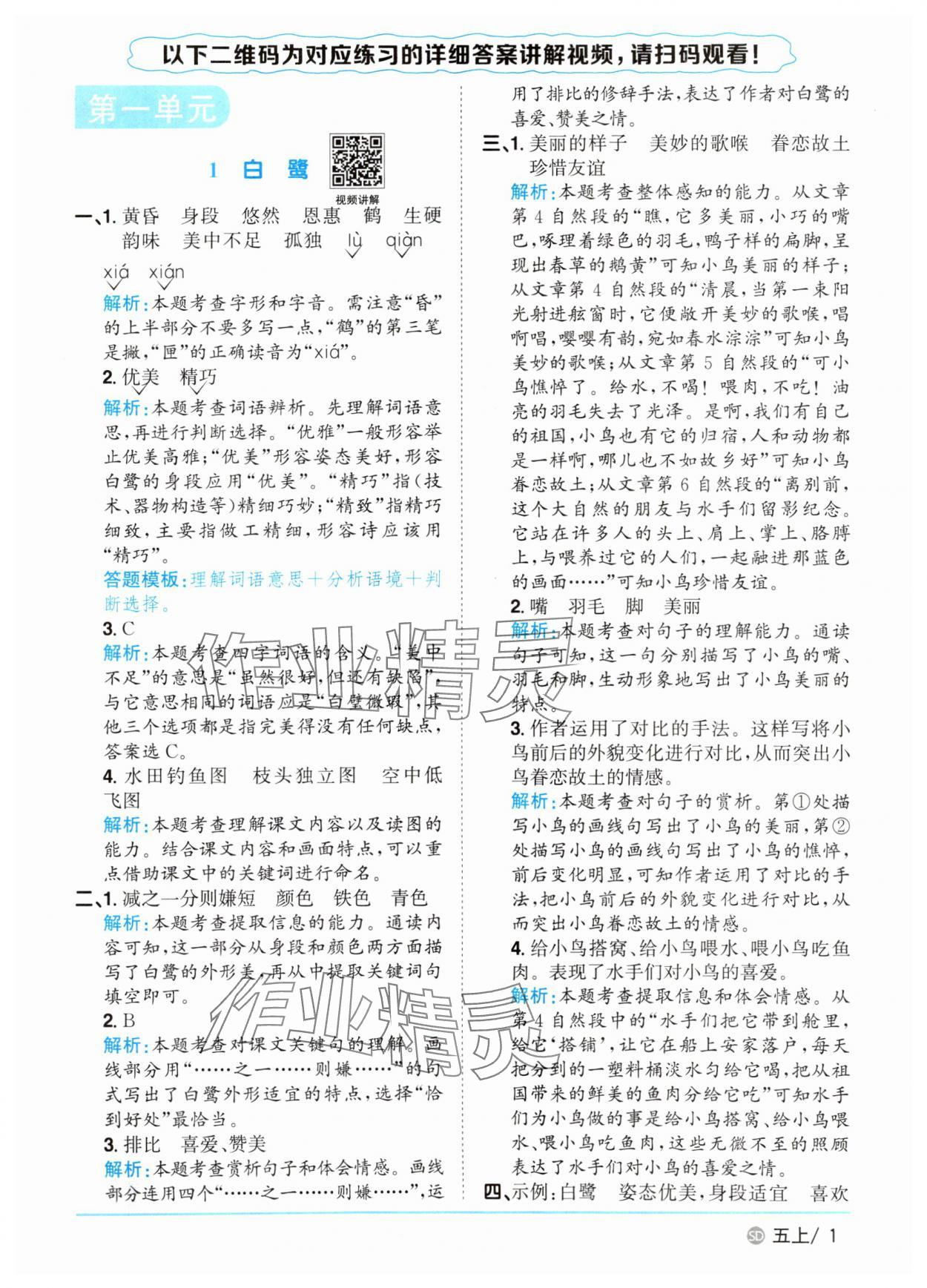 2025年陽(yáng)光同學(xué)課時(shí)優(yōu)化作業(yè)五年級(jí)語(yǔ)文上冊(cè)人教版菏澤專版 第1頁(yè)