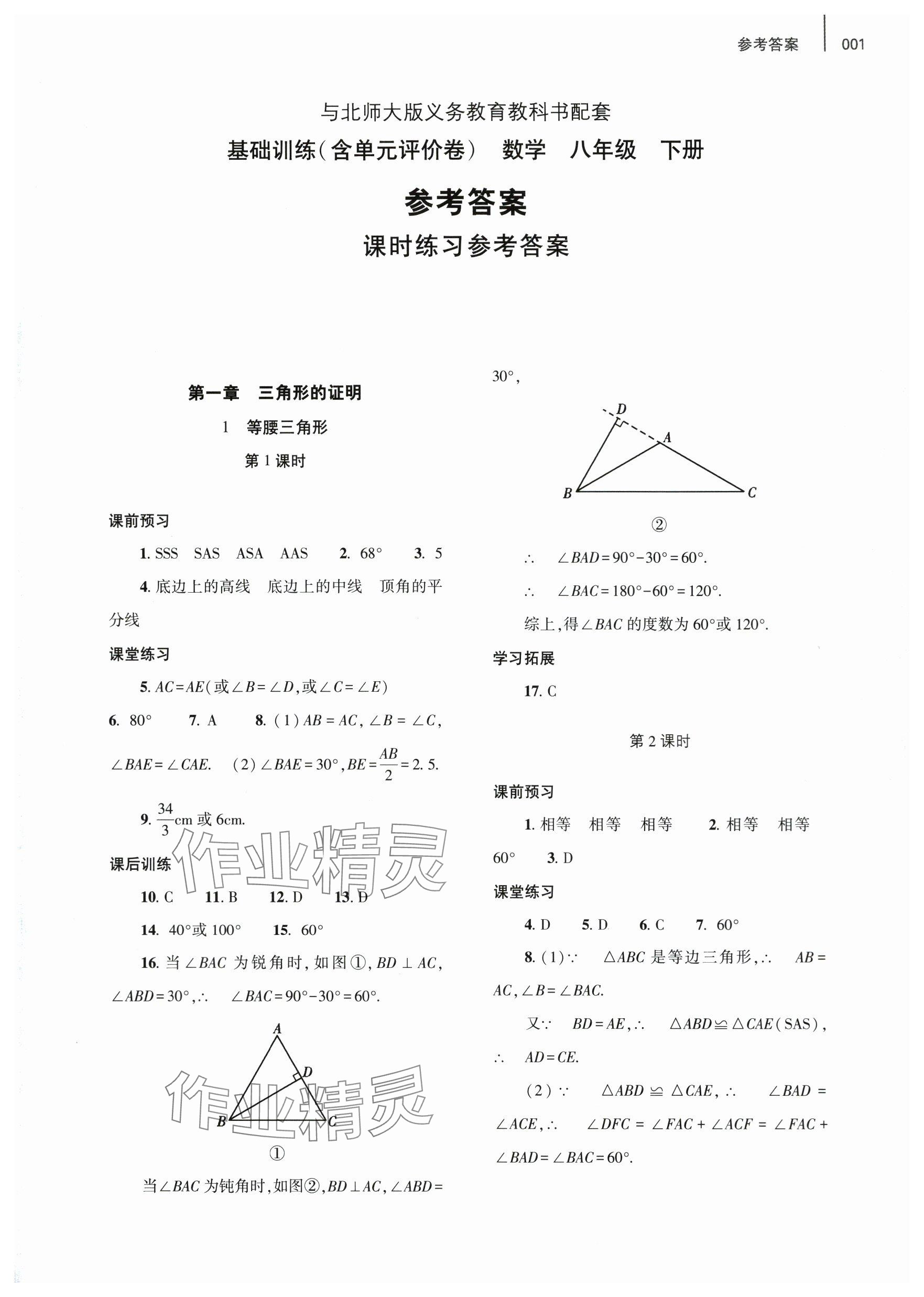 2024年基礎(chǔ)訓(xùn)練大象出版社八年級(jí)數(shù)學(xué)下冊(cè)北師大版 參考答案第1頁(yè)