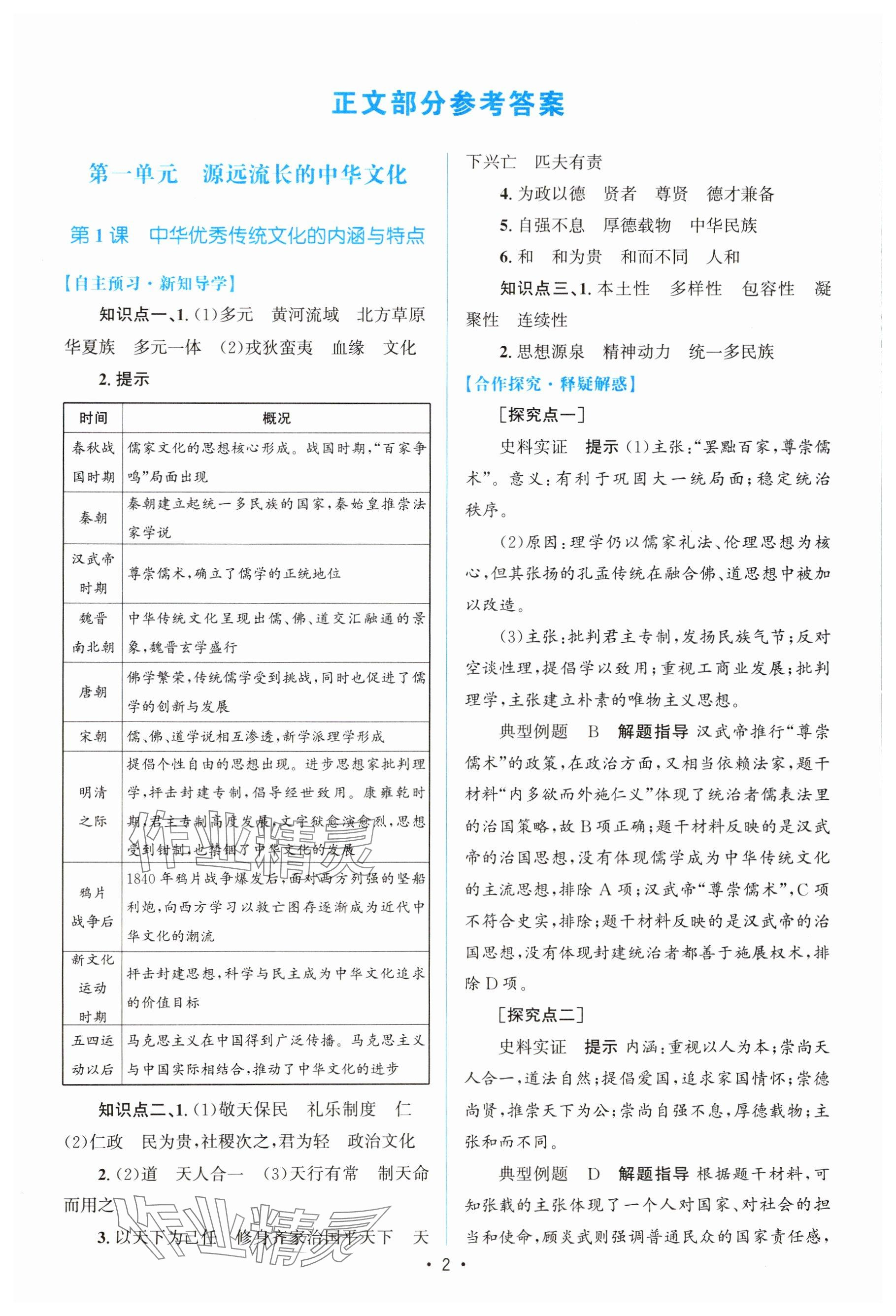 2024年高中同步测控优化设计高中历史选择性必修3人教版增强版 参考答案第1页