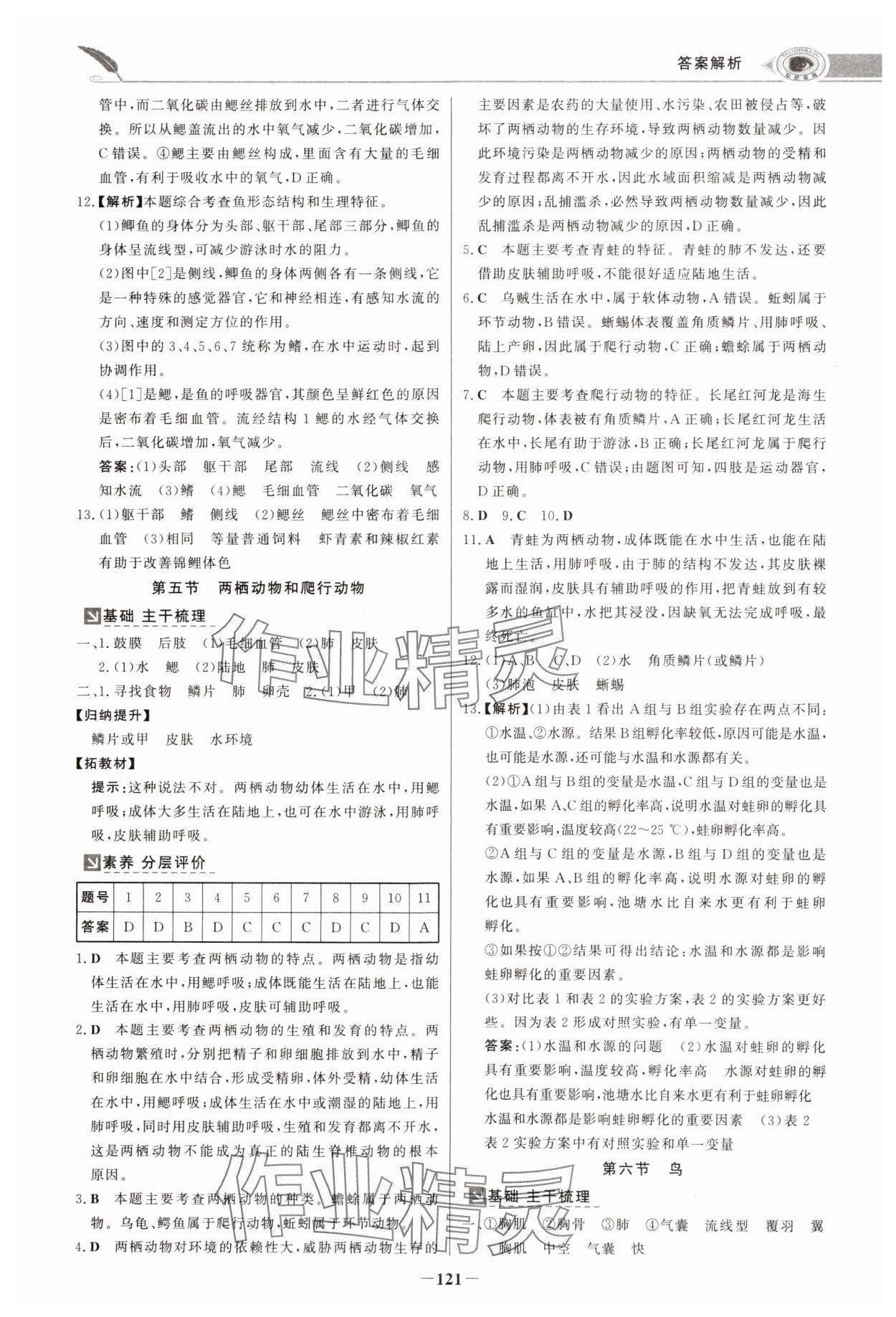 2024年世紀(jì)金榜金榜學(xué)案八年級(jí)生物上冊(cè)人教版河南專(zhuān)版 參考答案第4頁(yè)