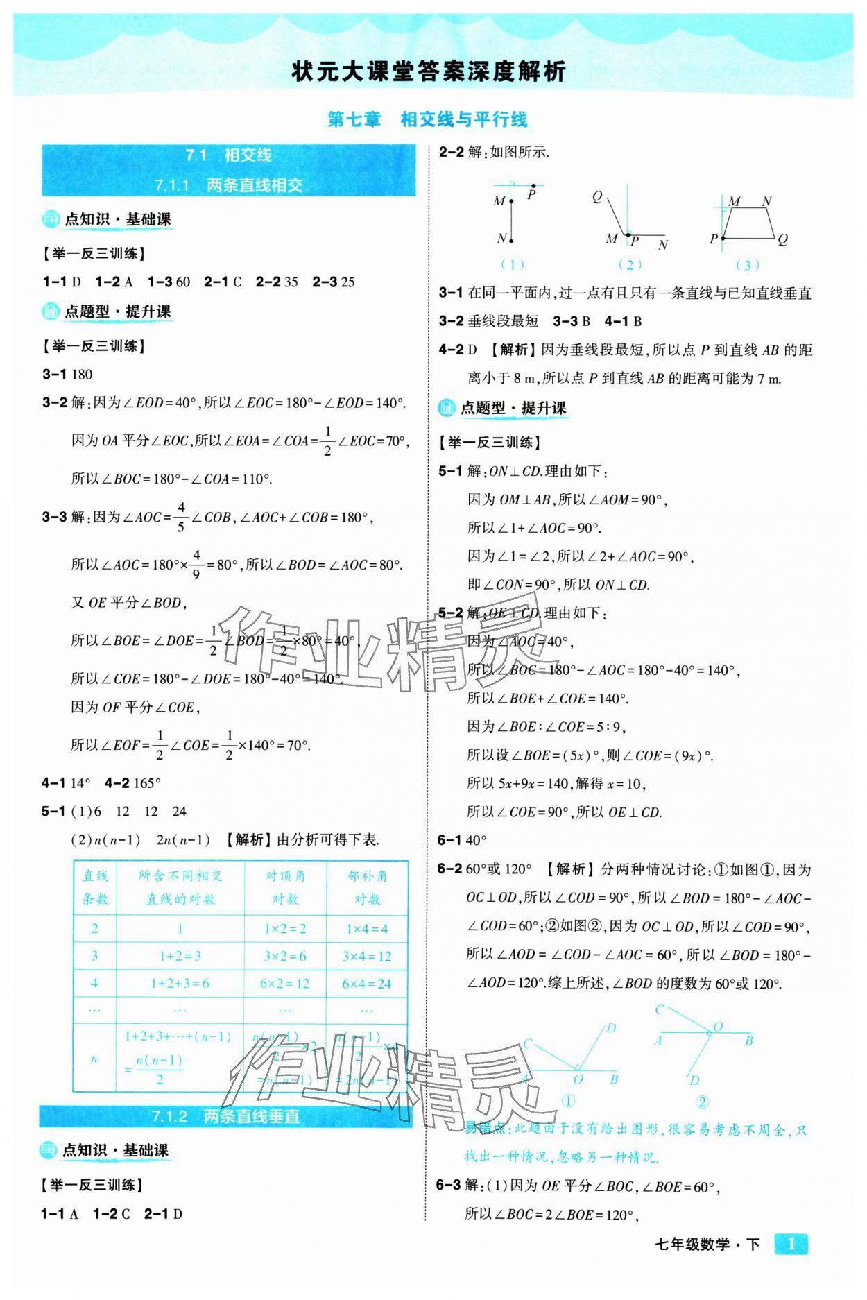 2025年黃岡狀元成才路狀元大課堂七年級數(shù)學下冊人教版 參考答案第1頁