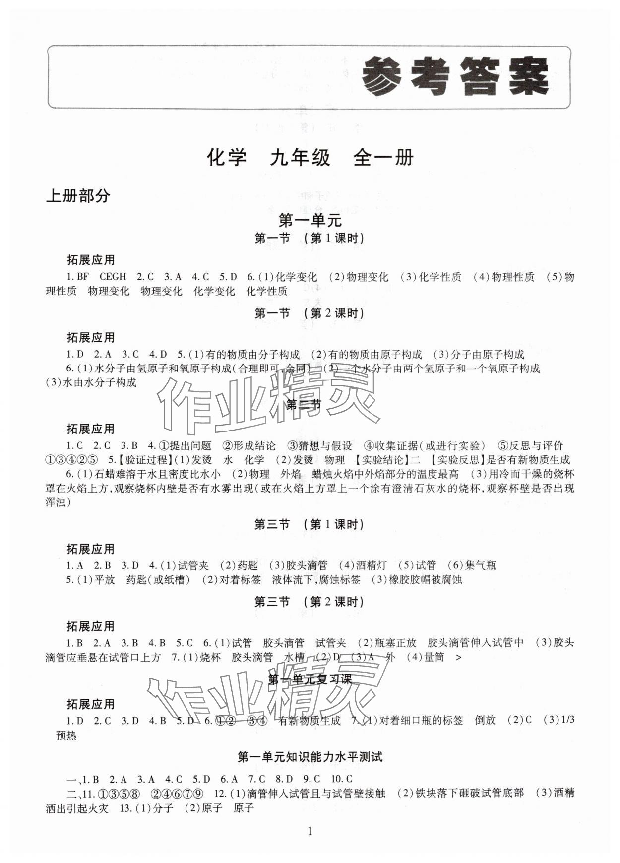 2025年智慧学习明天出版社九年级化学全一册人教版 第1页