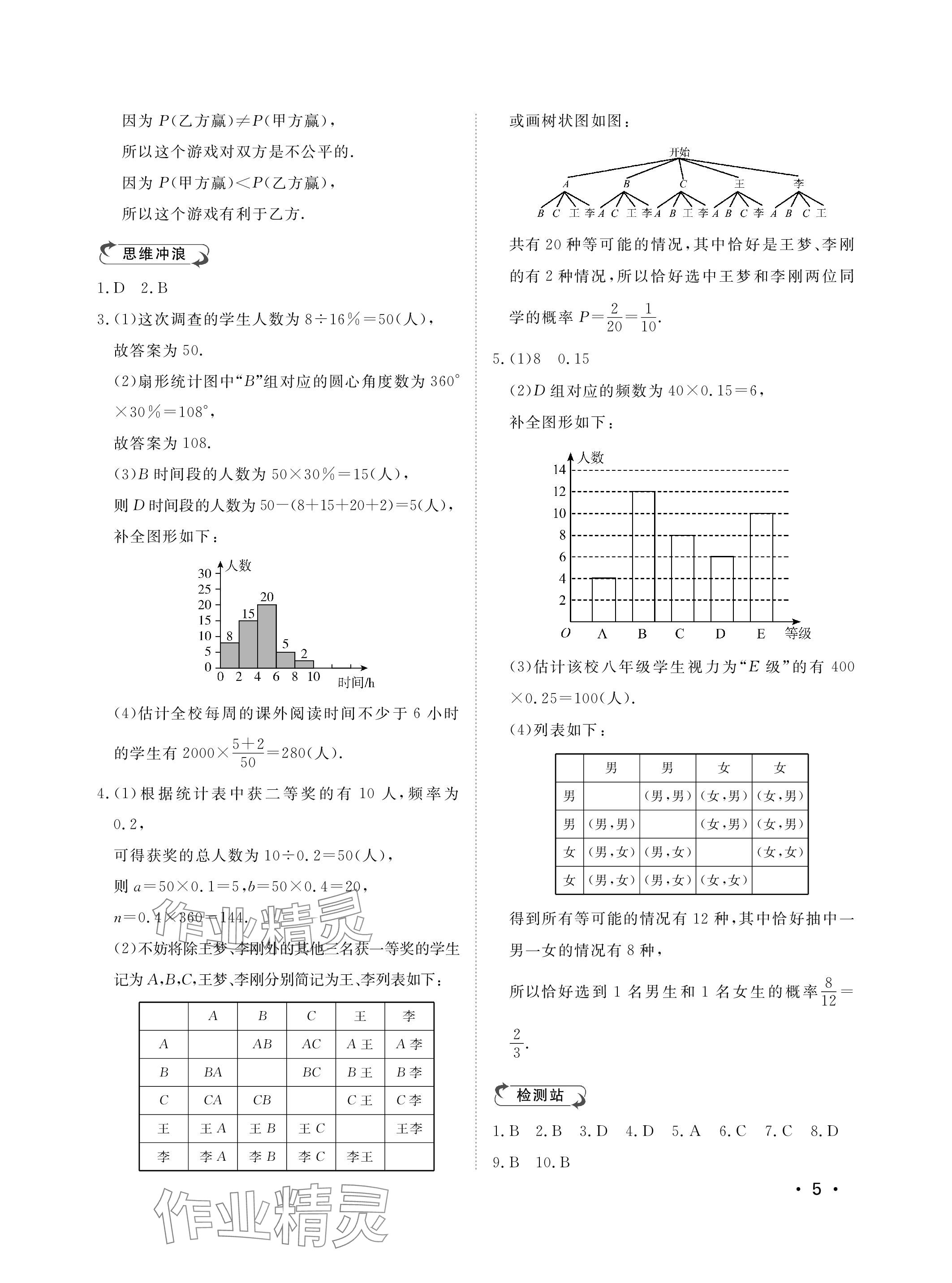 2024年行知天下九年級(jí)數(shù)學(xué)下冊(cè)人教版 參考答案第5頁(yè)