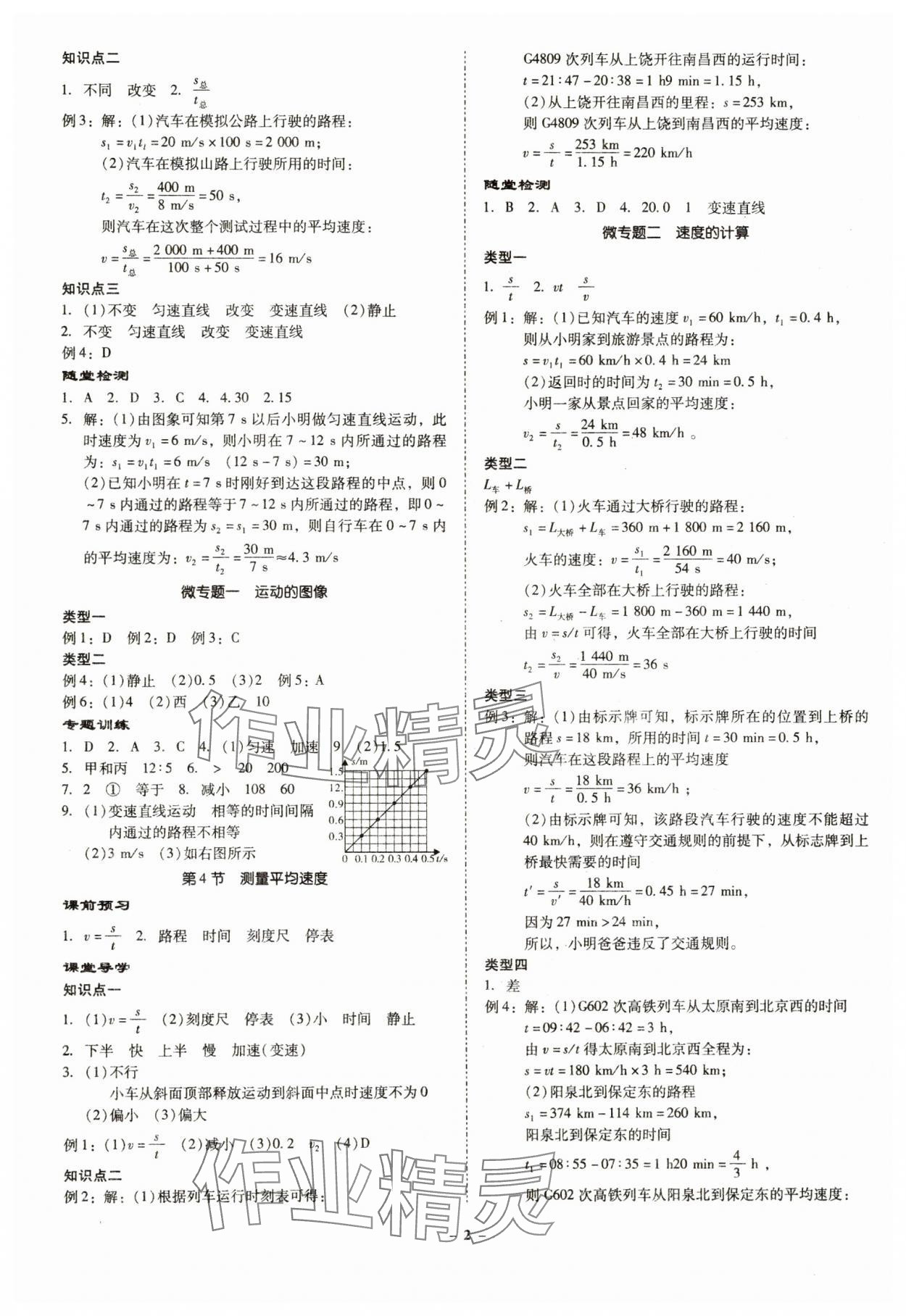 2023年金牌導(dǎo)學(xué)案八年級物理上冊人教版 參考答案第2頁