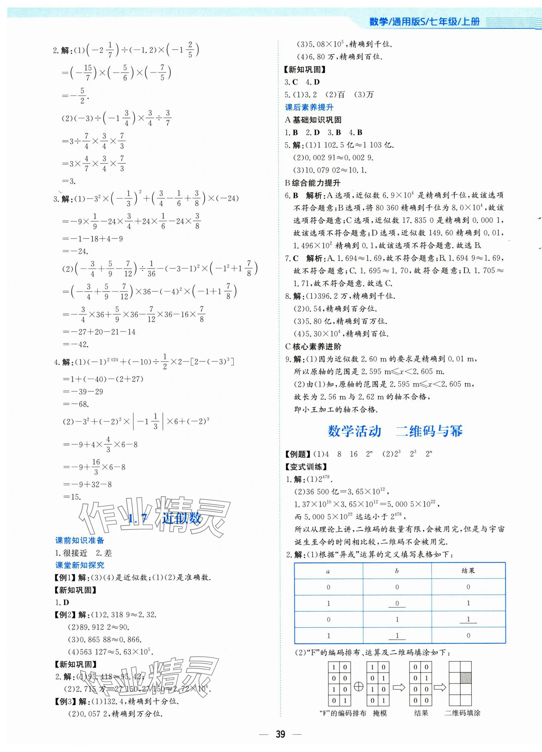 2024年新编基础训练七年级数学上册通用版S 第11页