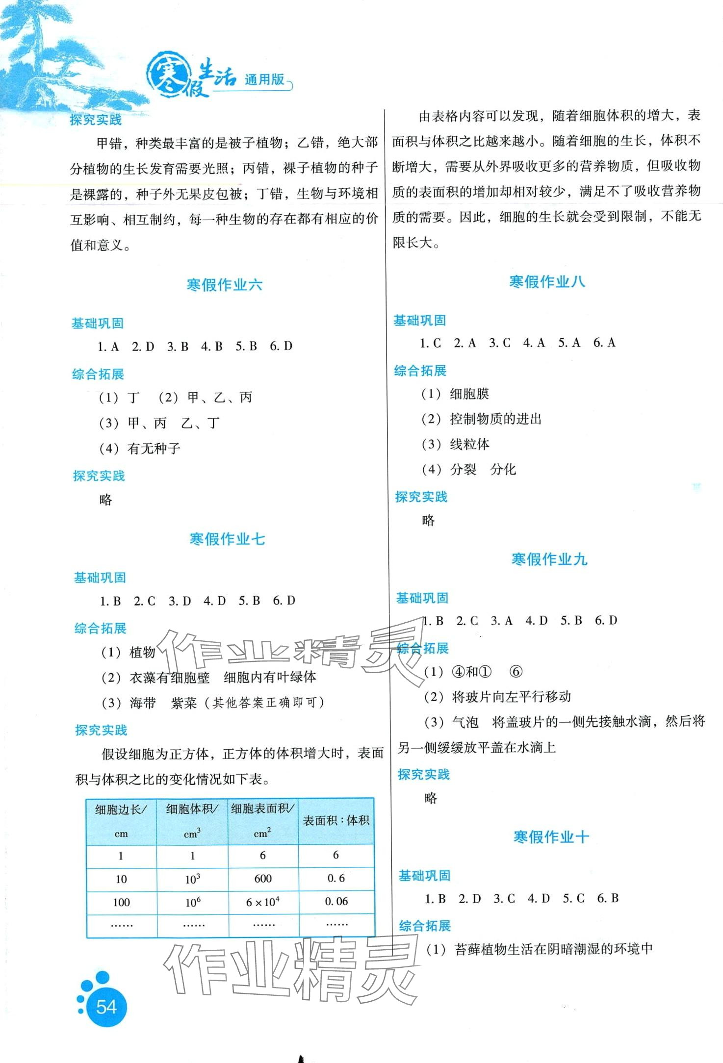 2024年寒假生活河北少年儿童出版社七年级生物 第2页