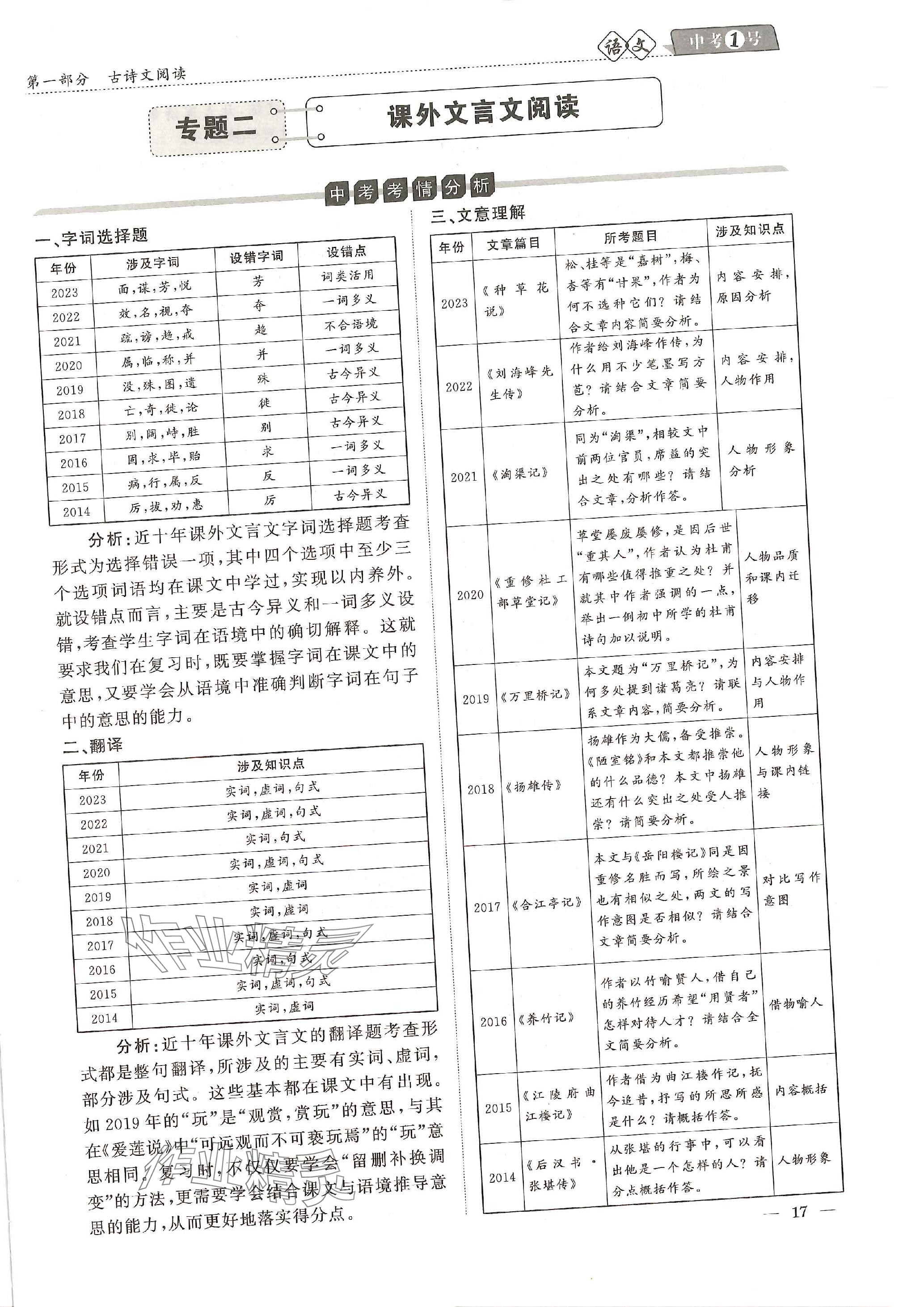 2024年中考1號(hào)語(yǔ)文中考 參考答案第53頁(yè)