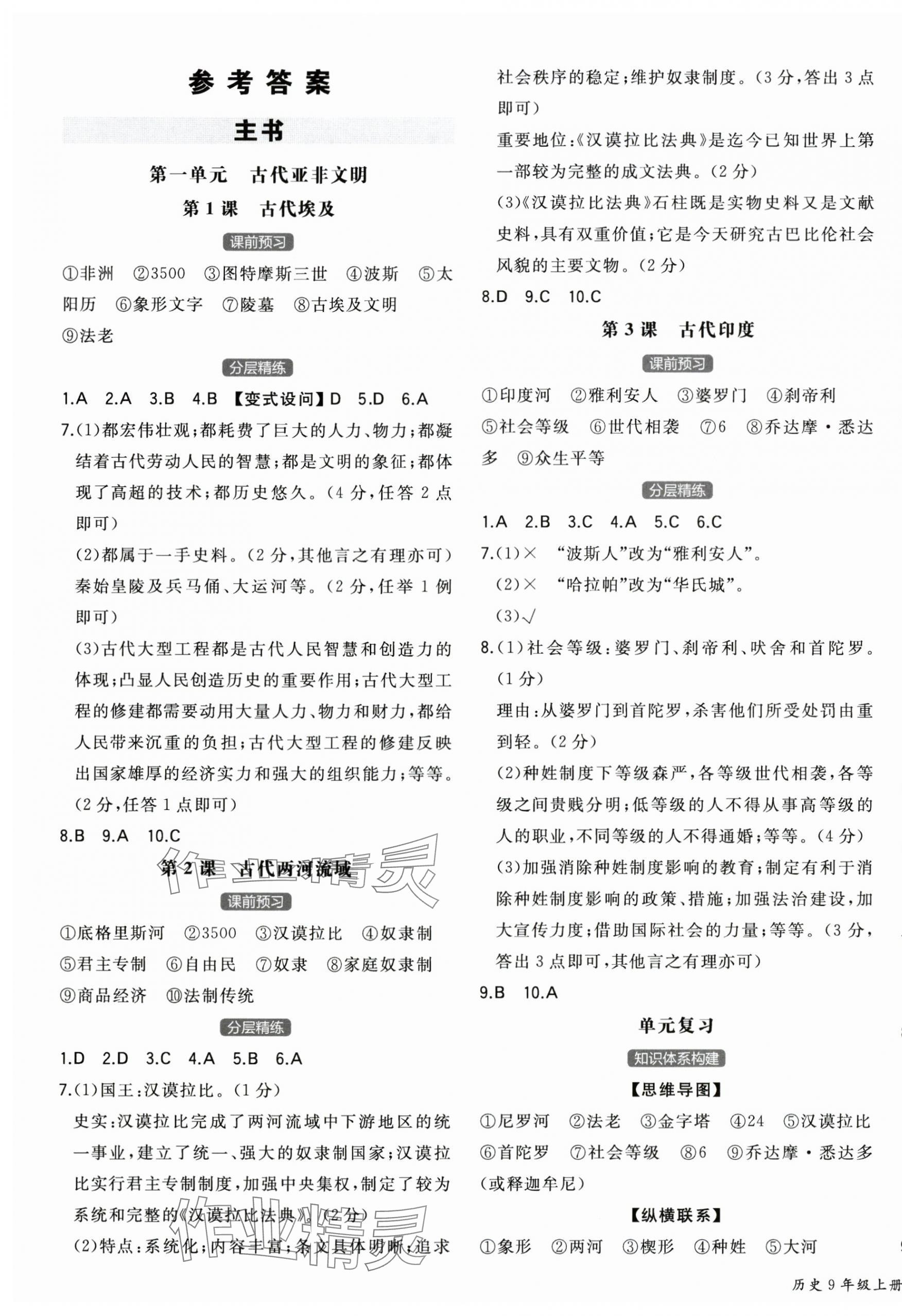 2025年一本同步訓(xùn)練初中歷史九年級(jí)上冊(cè)人教版安徽專(zhuān)版 第1頁(yè)