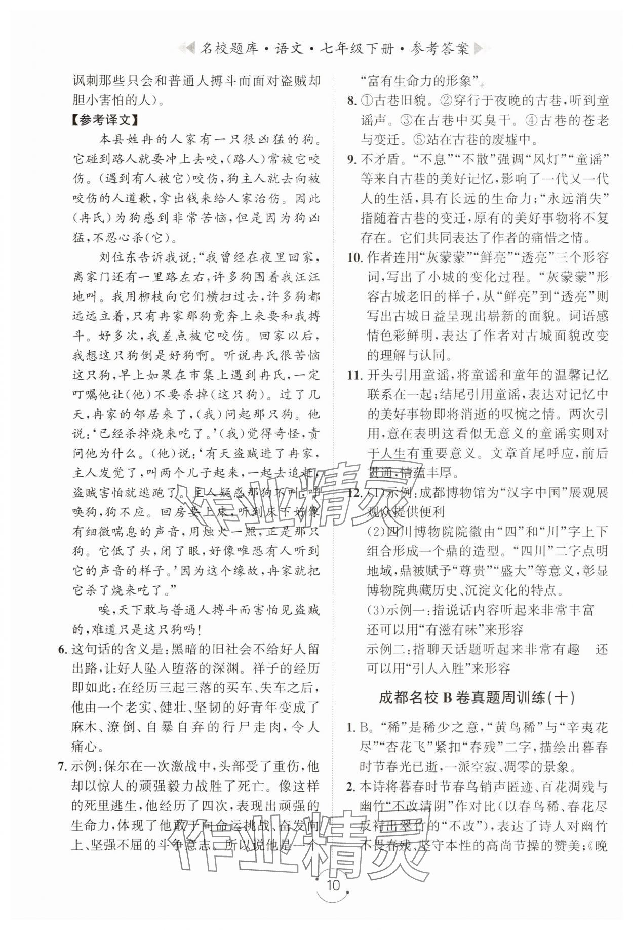 2025年名校題庫(kù)七年級(jí)語(yǔ)文下冊(cè)人教版 第10頁(yè)