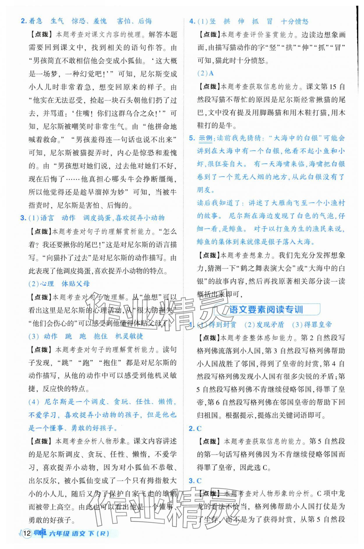 2025年综合应用创新题典中点六年级语文下册人教版 参考答案第12页