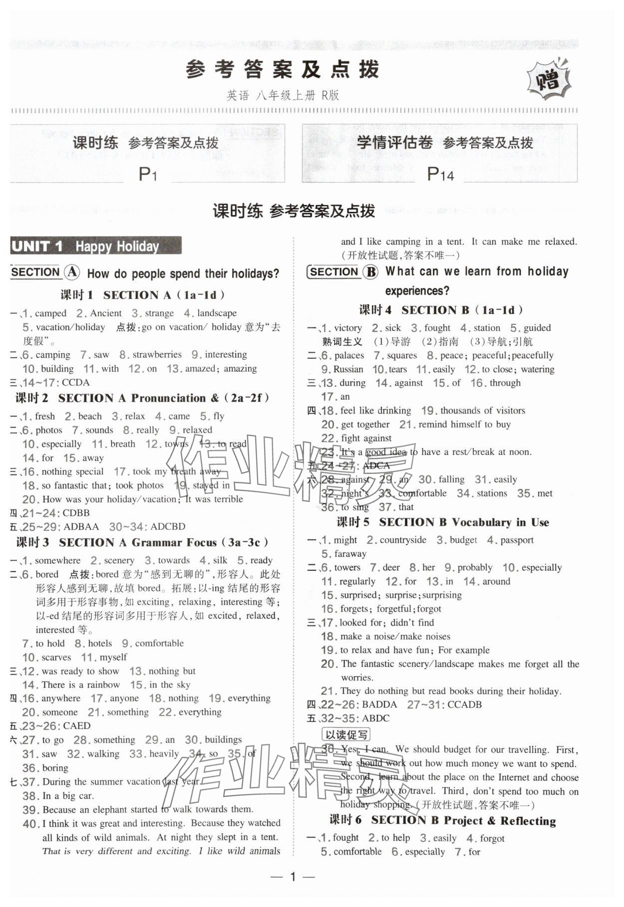 2025年點撥訓(xùn)練八年級英語上冊人教版遼寧專版 第1頁