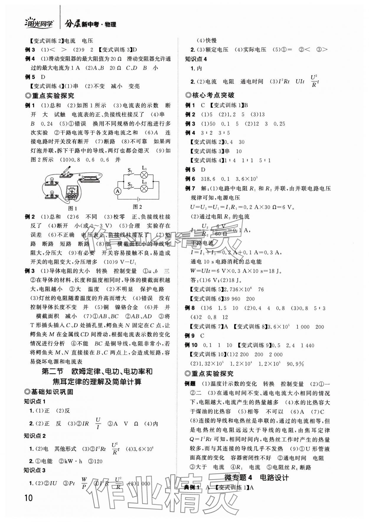 2024年陽光同學分層新中考物理福建專版 參考答案第10頁