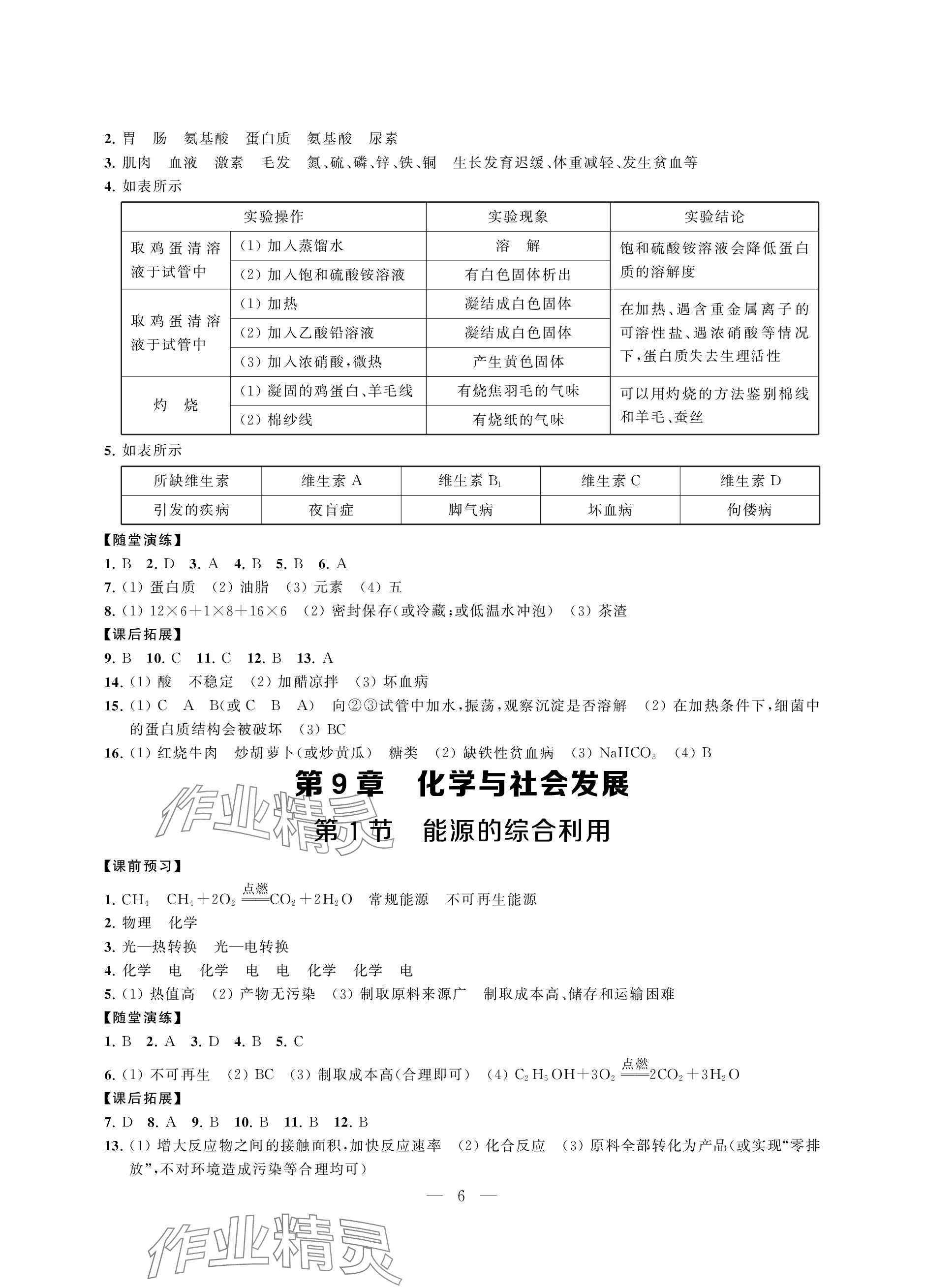 2024年創(chuàng)新優(yōu)化學(xué)案九年級化學(xué)下冊滬教版 參考答案第6頁