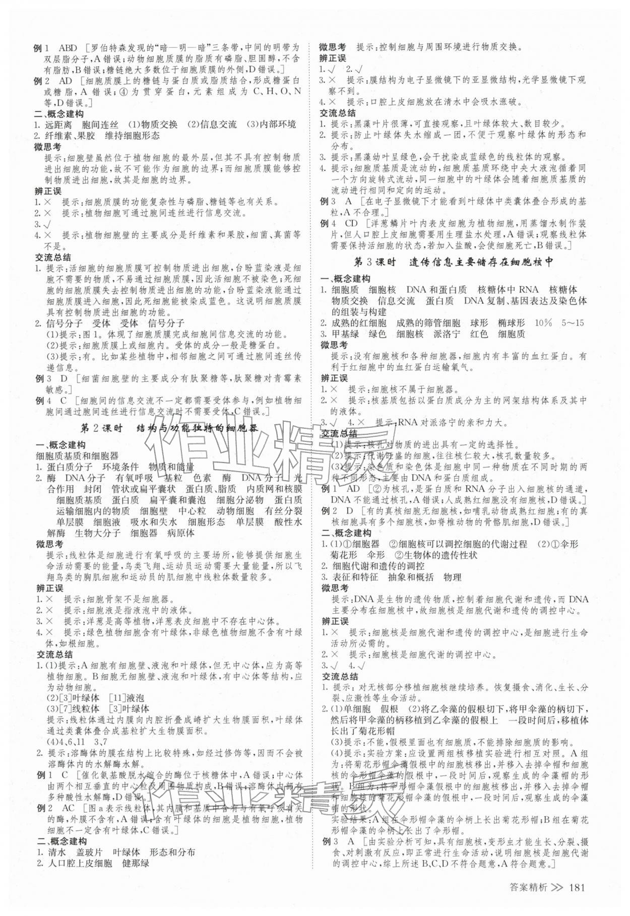 2025年創新設計高中生物必修1蘇教版&nbsp;參考答案第4頁