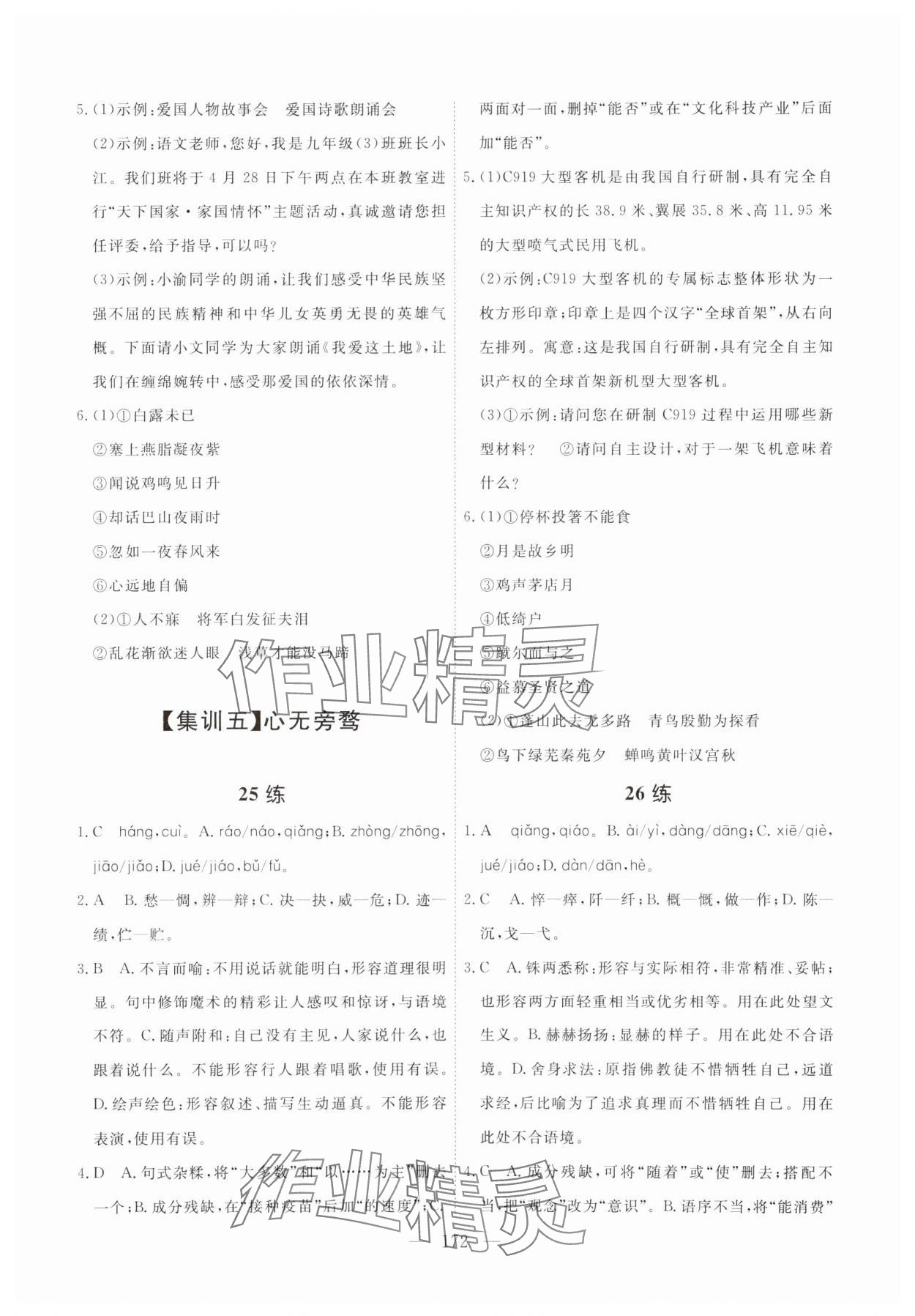 2024年一飛沖天基礎(chǔ)知識訓(xùn)練語文廣州專版 參考答案第12頁