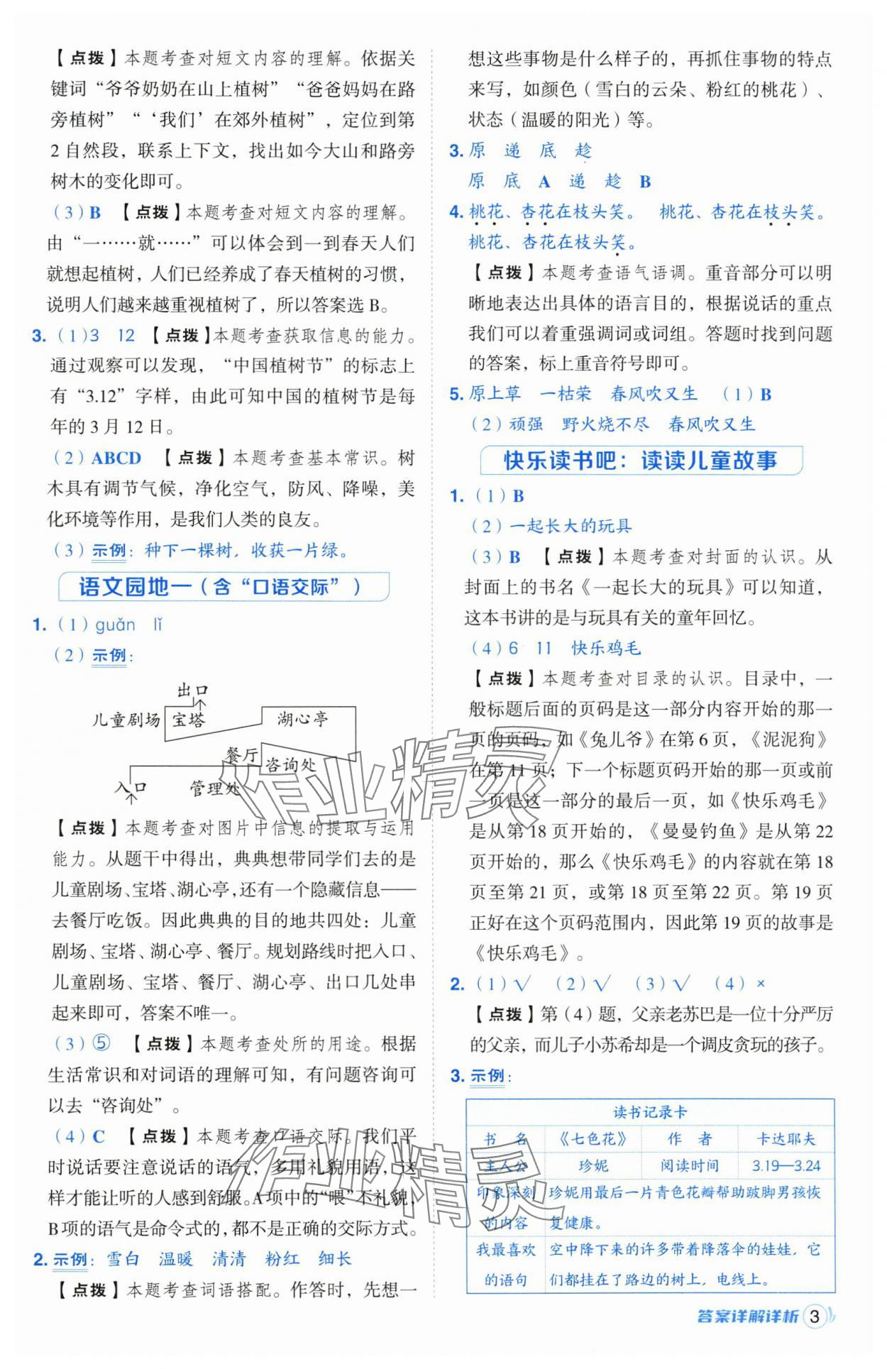 2025年綜合應(yīng)用創(chuàng)新題典中點(diǎn)二年級(jí)語文下冊人教版江蘇專版 參考答案第3頁