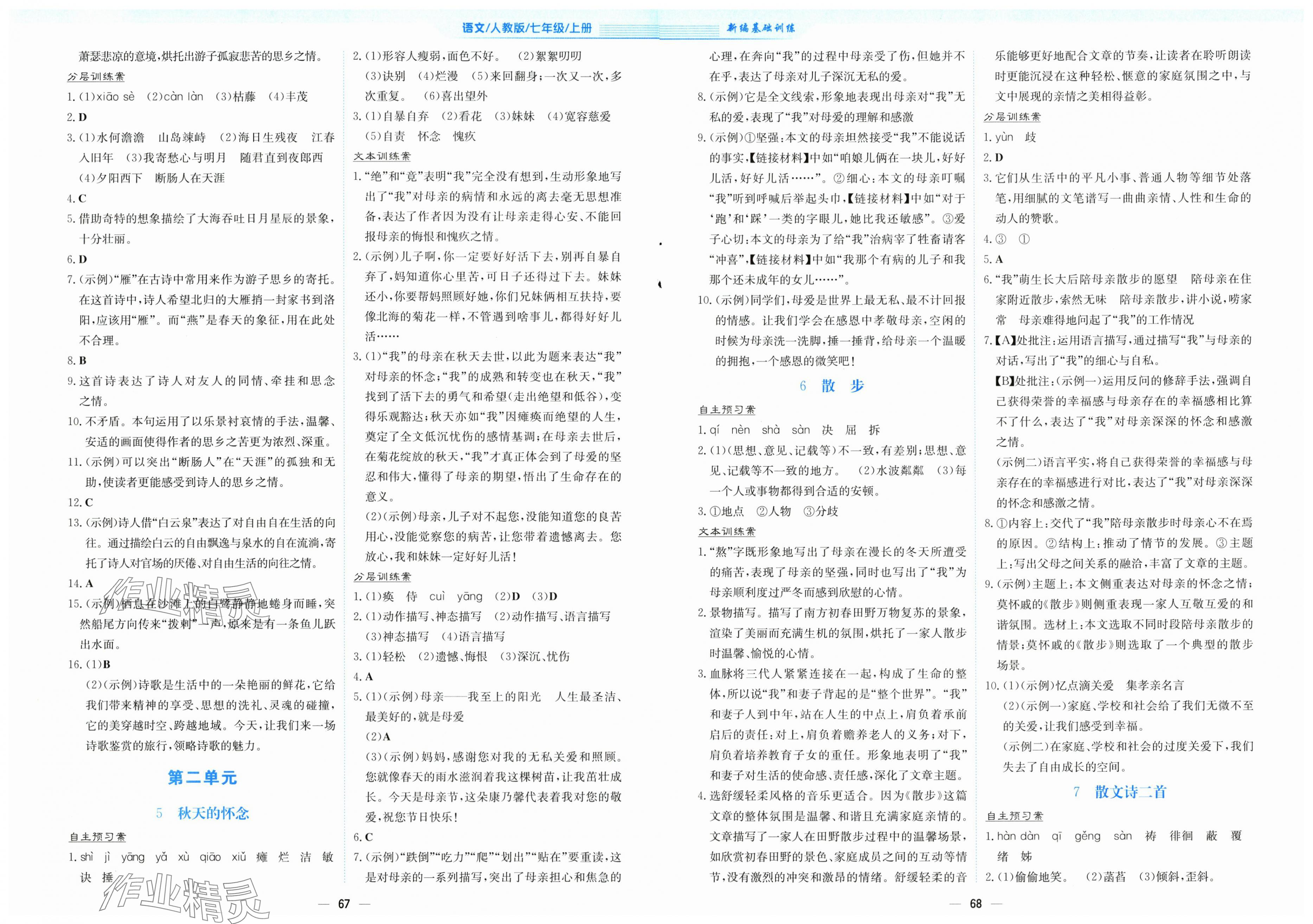 2025年新编基础训练七年级语文上册人教版 第2页