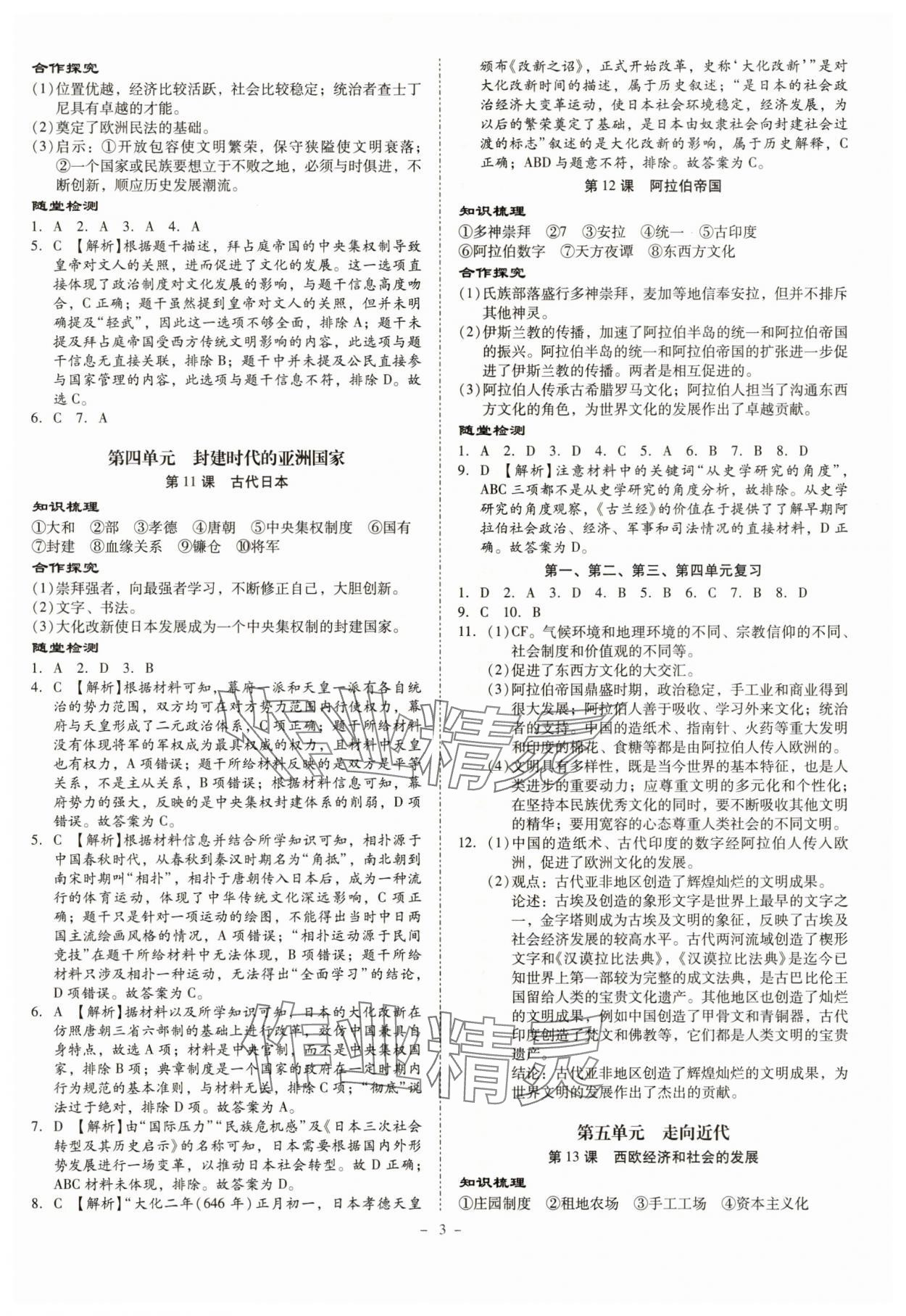 2025年金牌导学案九年级历史全一册人教版&nbsp;第3页