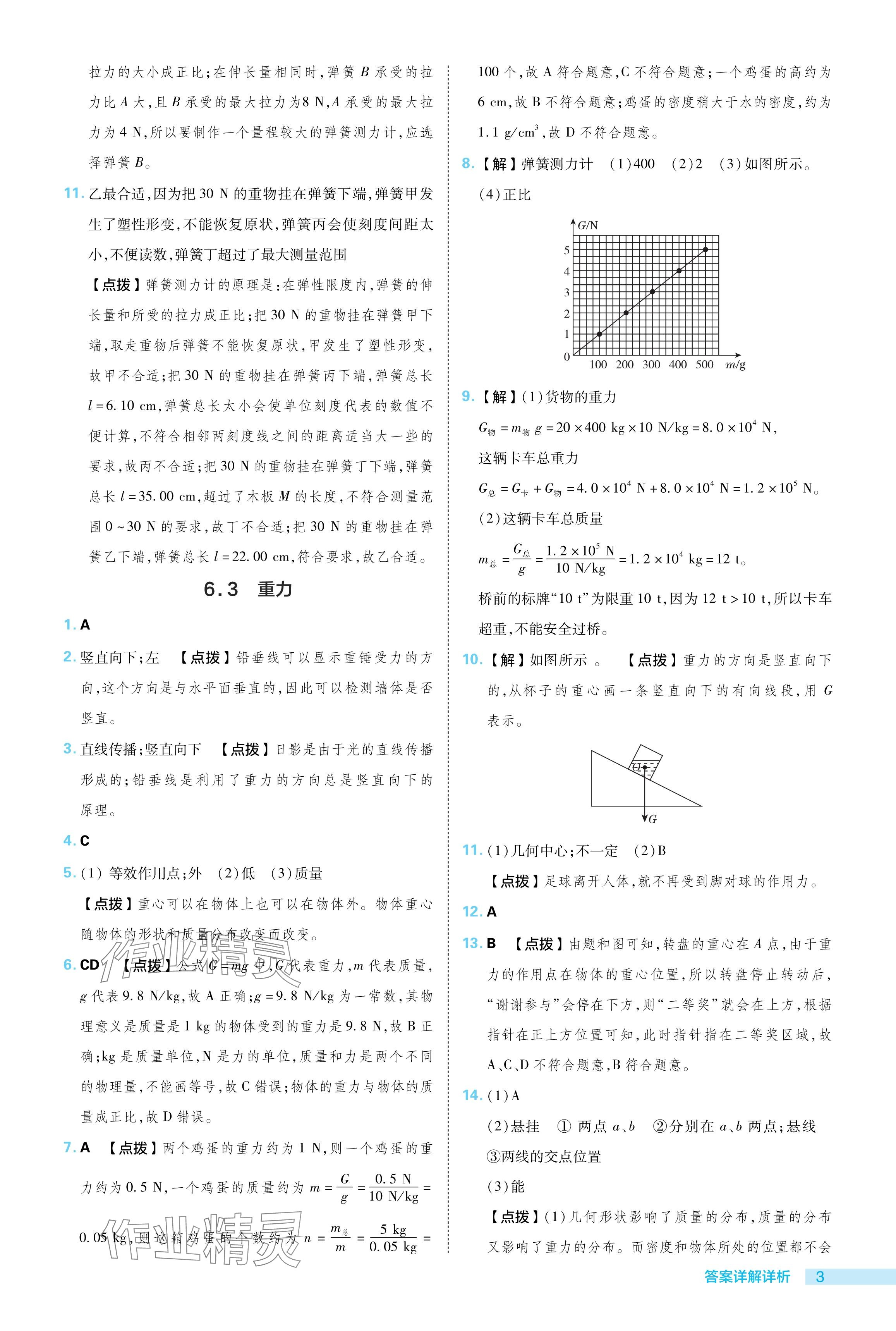 2024年綜合應(yīng)用創(chuàng)新題典中點八年級物理下冊滬粵版 參考答案第3頁