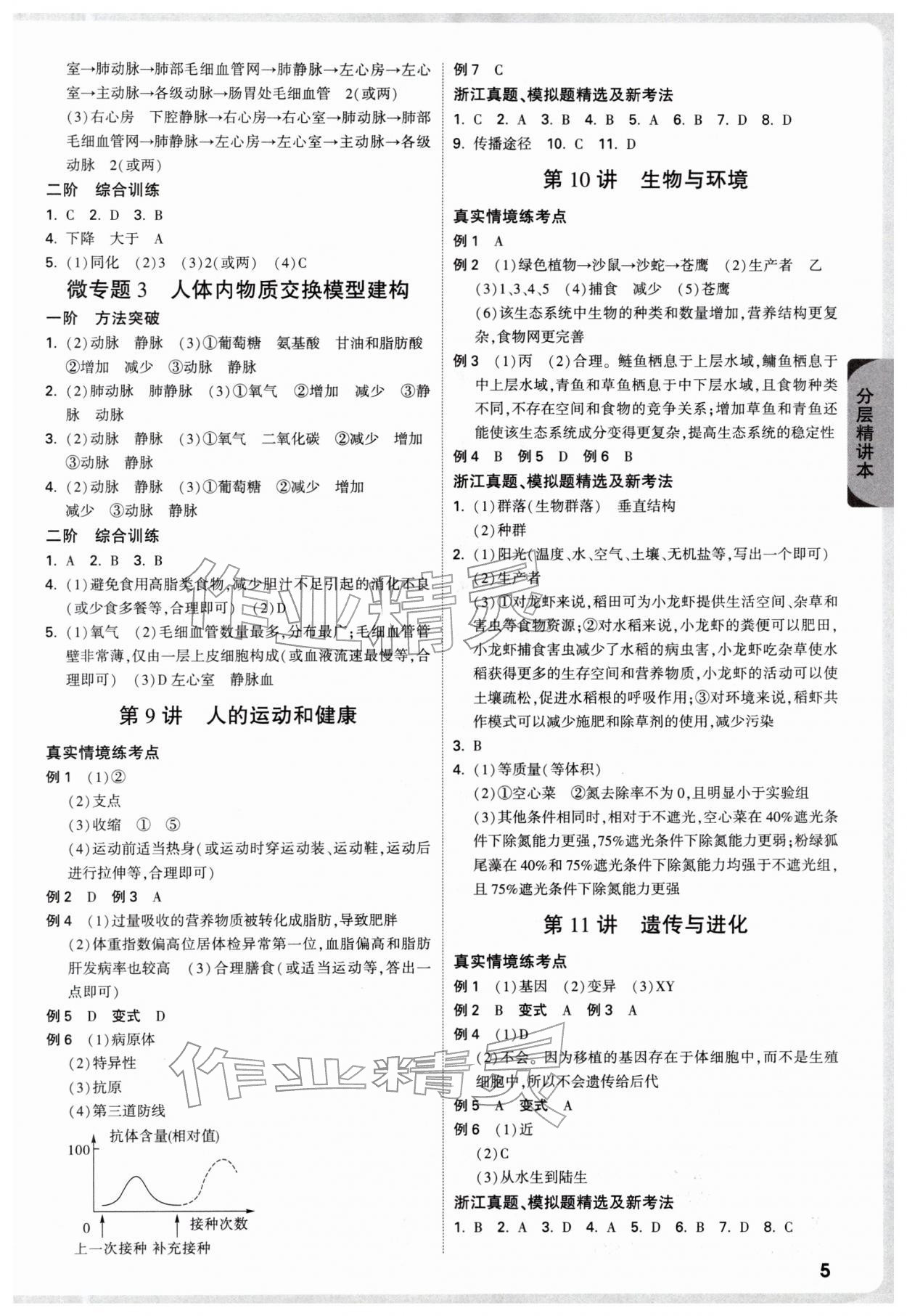 2026年萬唯中考試題研究科學(xué)（生物與化學(xué)）浙江專版&nbsp;參考答案第5頁