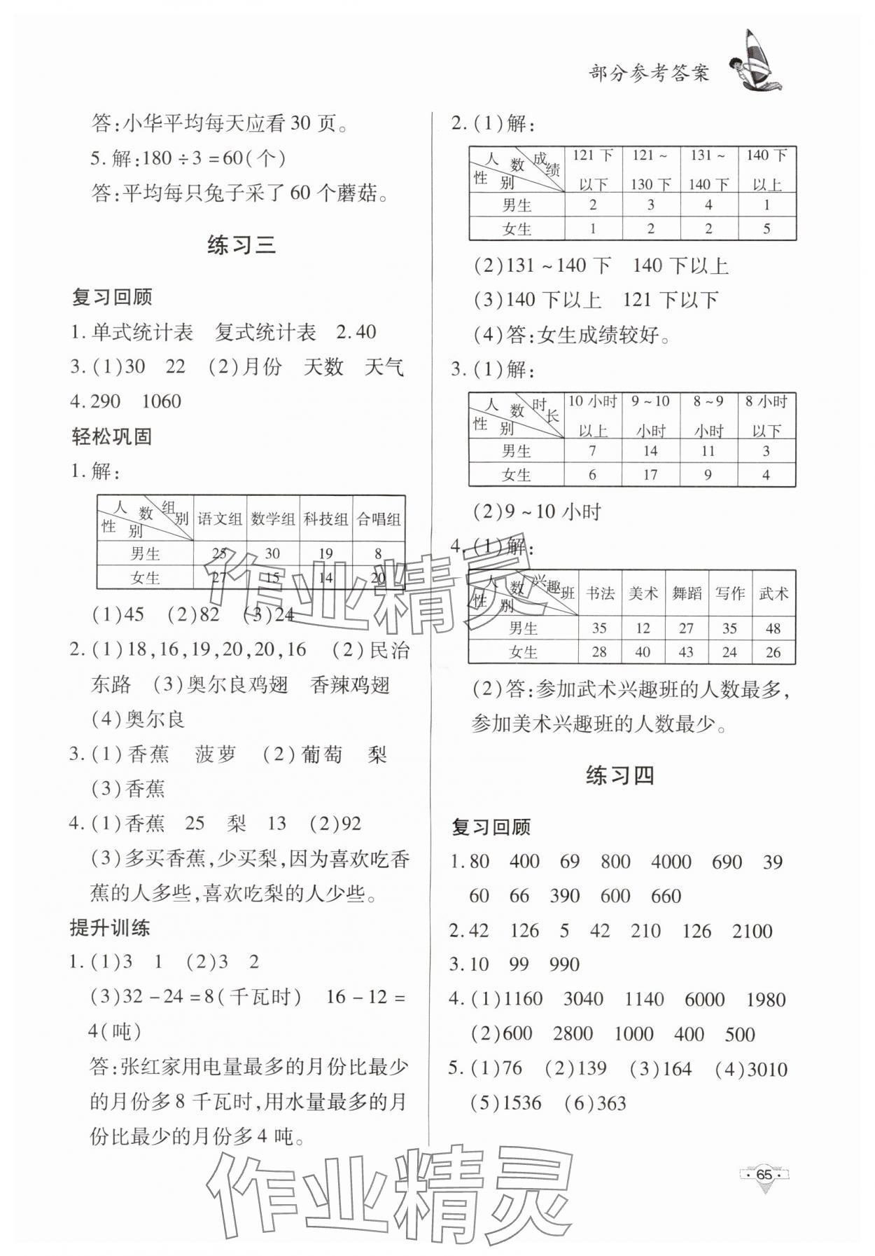 2025年暑假作业三年级数学知识出版社 参考答案第2页