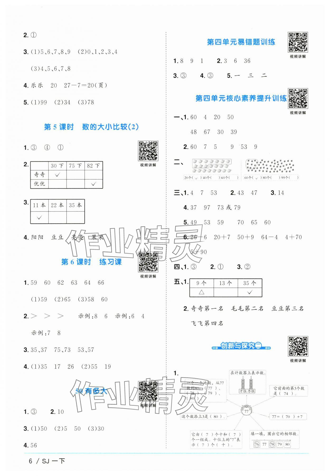 2025年陽(yáng)光同學(xué)課時(shí)優(yōu)化作業(yè)一年級(jí)數(shù)學(xué)下冊(cè)蘇教版&nbsp;第6頁(yè)