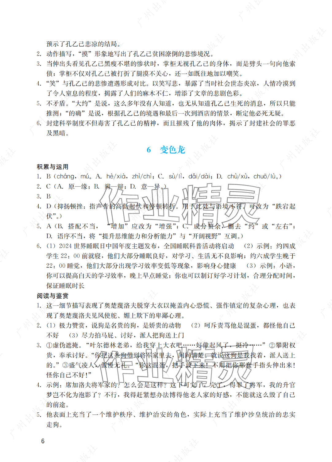 2025年陽光學(xué)業(yè)評價九年級語文下冊人教版 參考答案第6頁