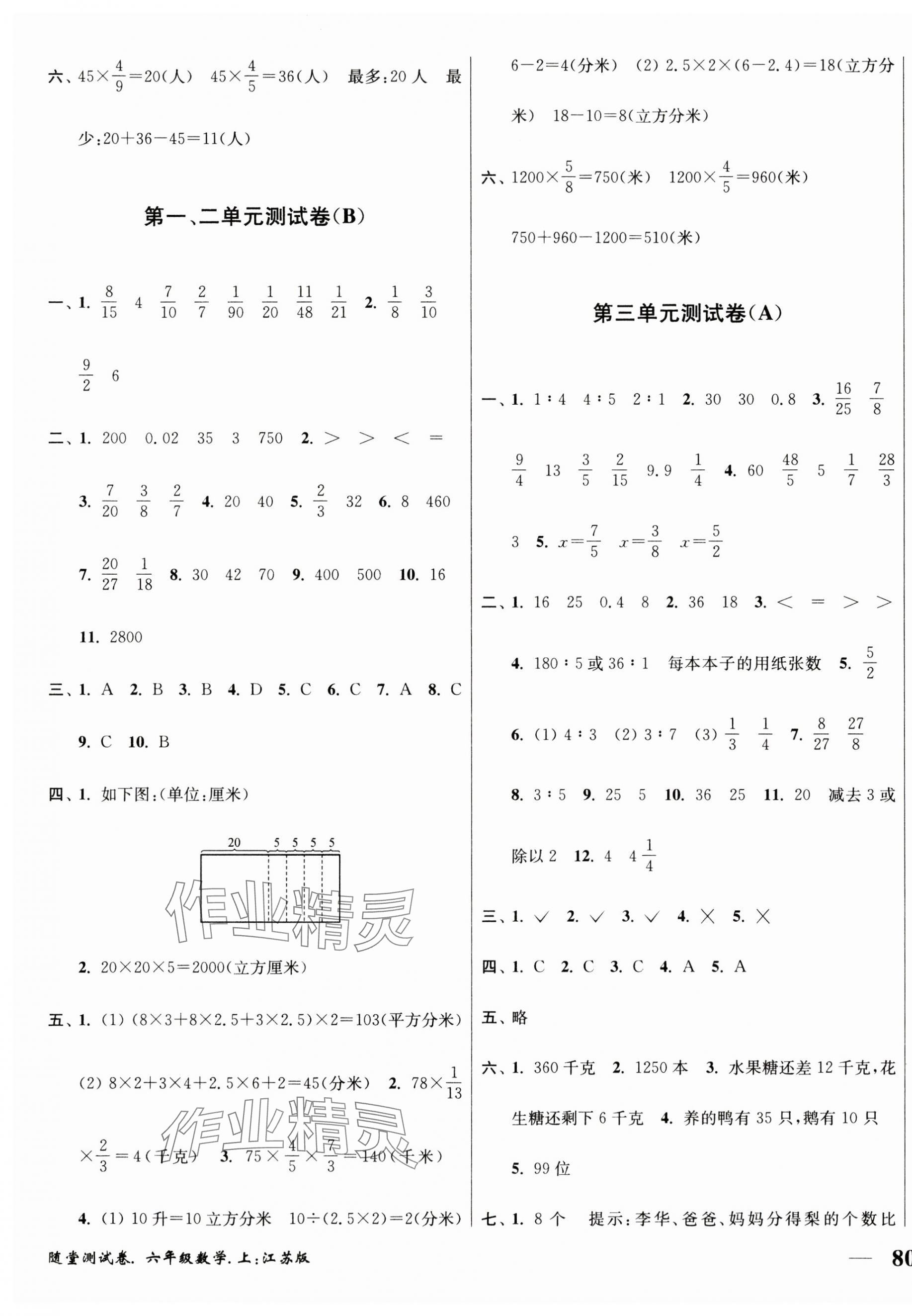 2024年随堂测试卷社六年级数学上册苏教版江苏凤凰美术出版社 第3页