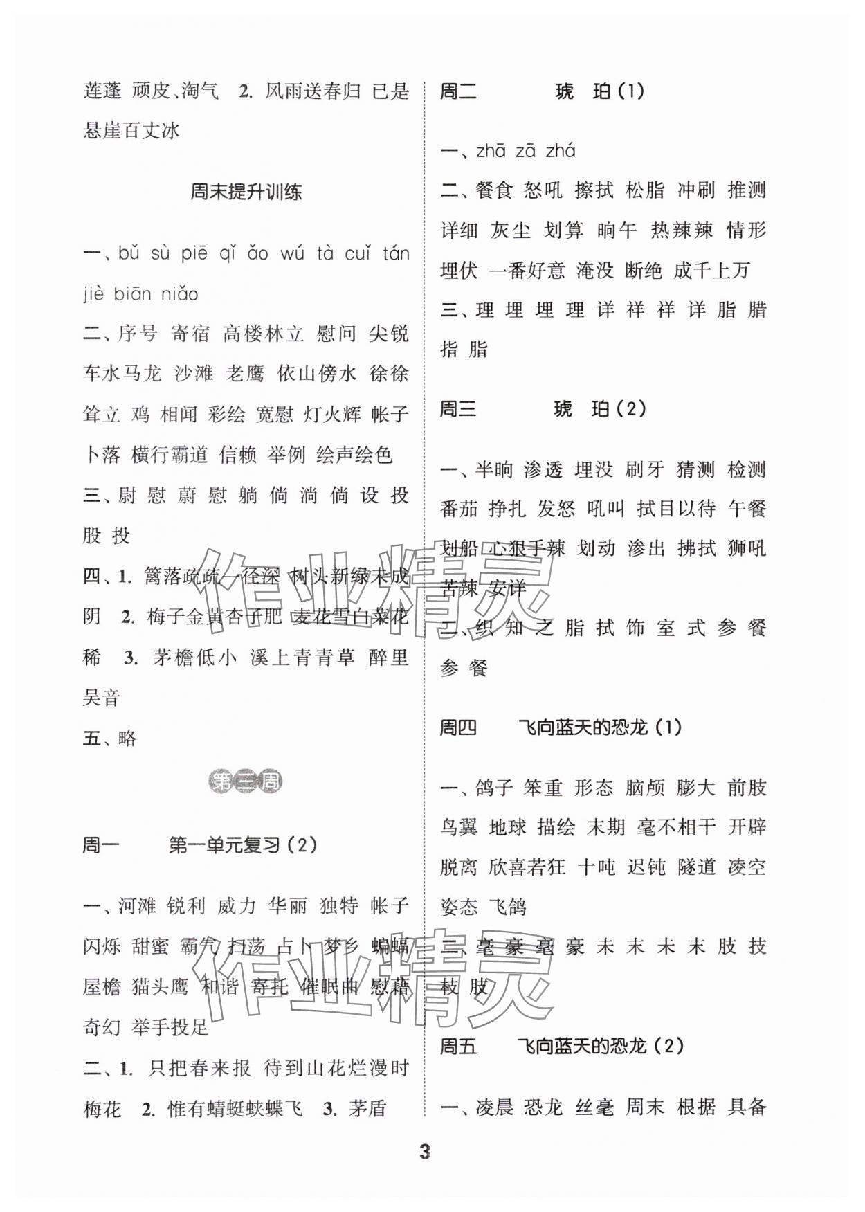 2024年通城學(xué)典默寫能手四年級(jí)語文下冊(cè)人教版 參考答案第3頁