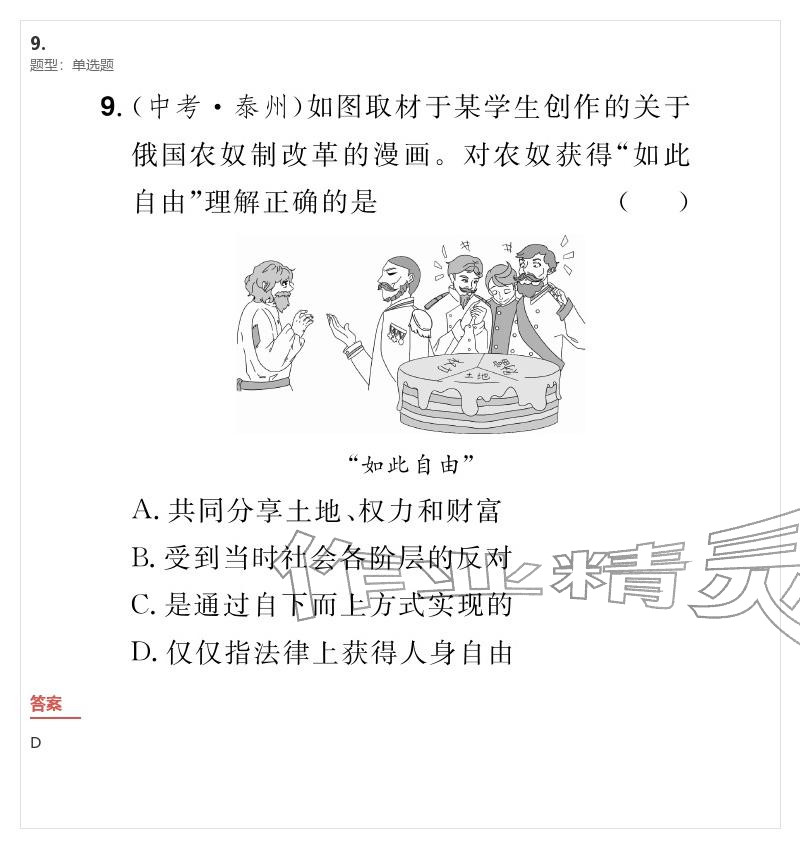 2026年優(yōu)質(zhì)課堂導學案九年級歷史下冊人教版&nbsp;參考答案第20頁