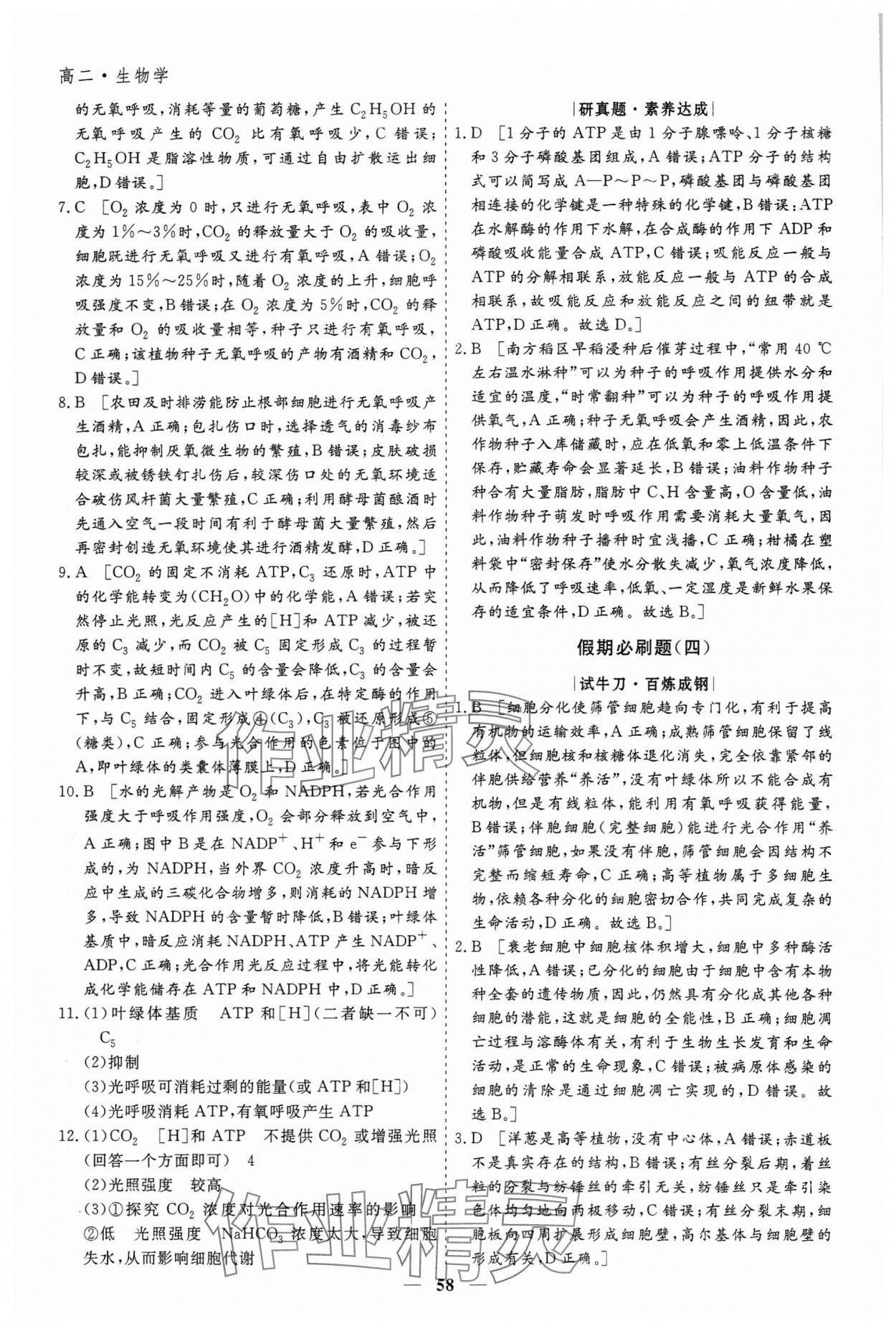 2025年薪火文化假期必刷題高二生物&nbsp;第4頁(yè)