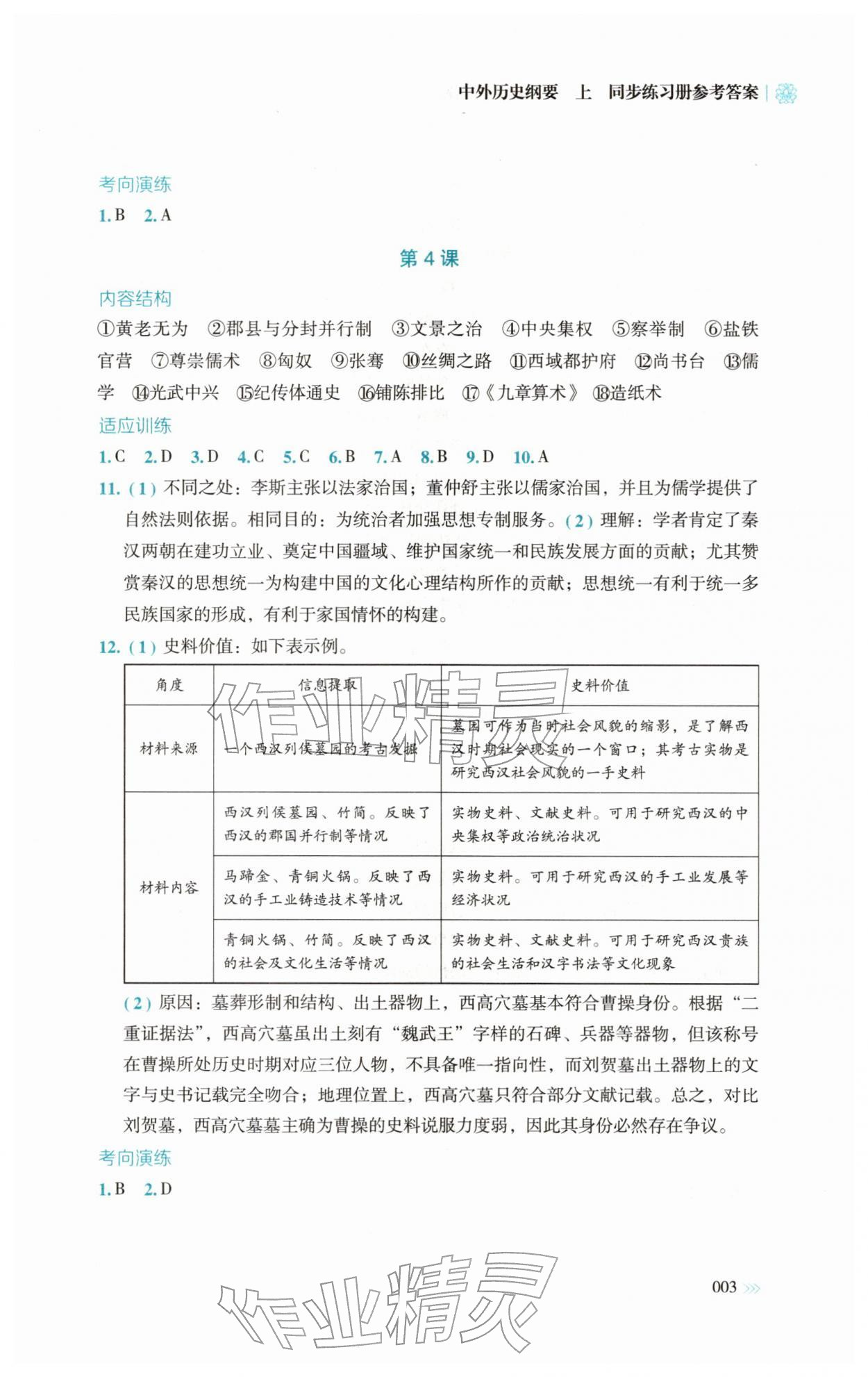 2025年同步练习册岳麓书社高中历史必修上册人教版 第3页