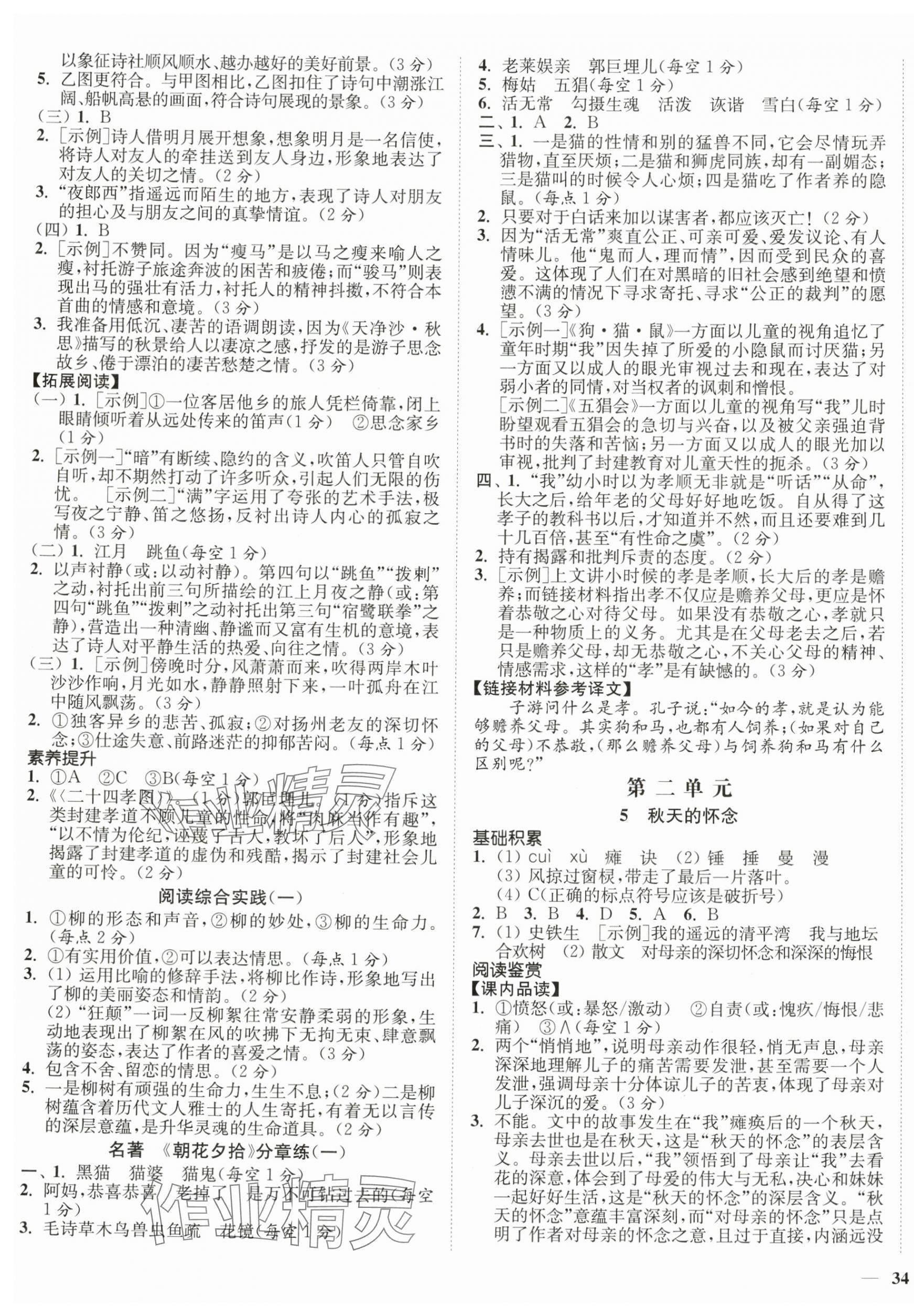 2025年南通小题课时作业本七年级语文上册人教版 第3页