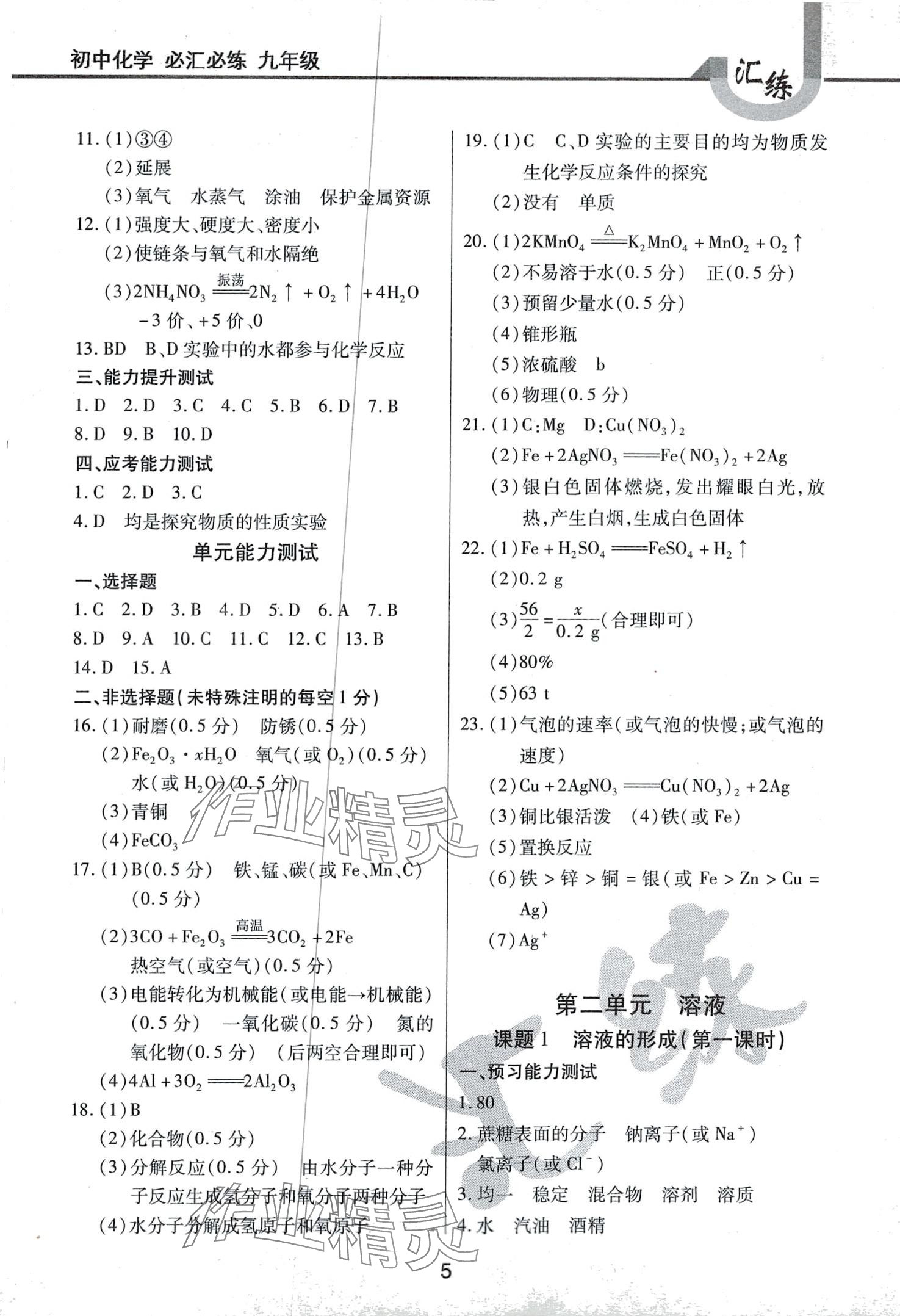 2024年必汇必练九年级化学下册人教版&nbsp;第5页