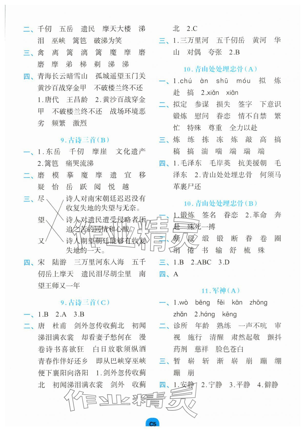 2025年考點(diǎn)默寫手冊(cè)五年級(jí)語(yǔ)文下冊(cè)人教版 第5頁(yè)