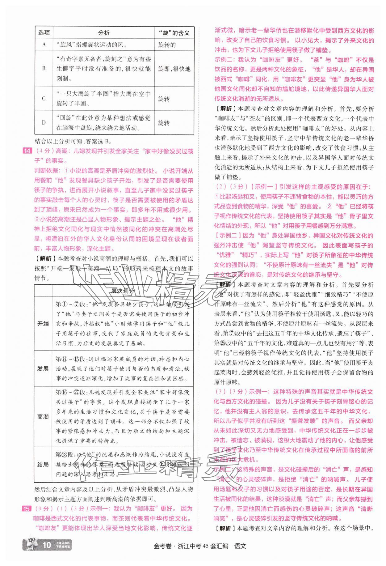 2025年金考卷浙江中考45套匯編語文浙江專版 參考答案第10頁