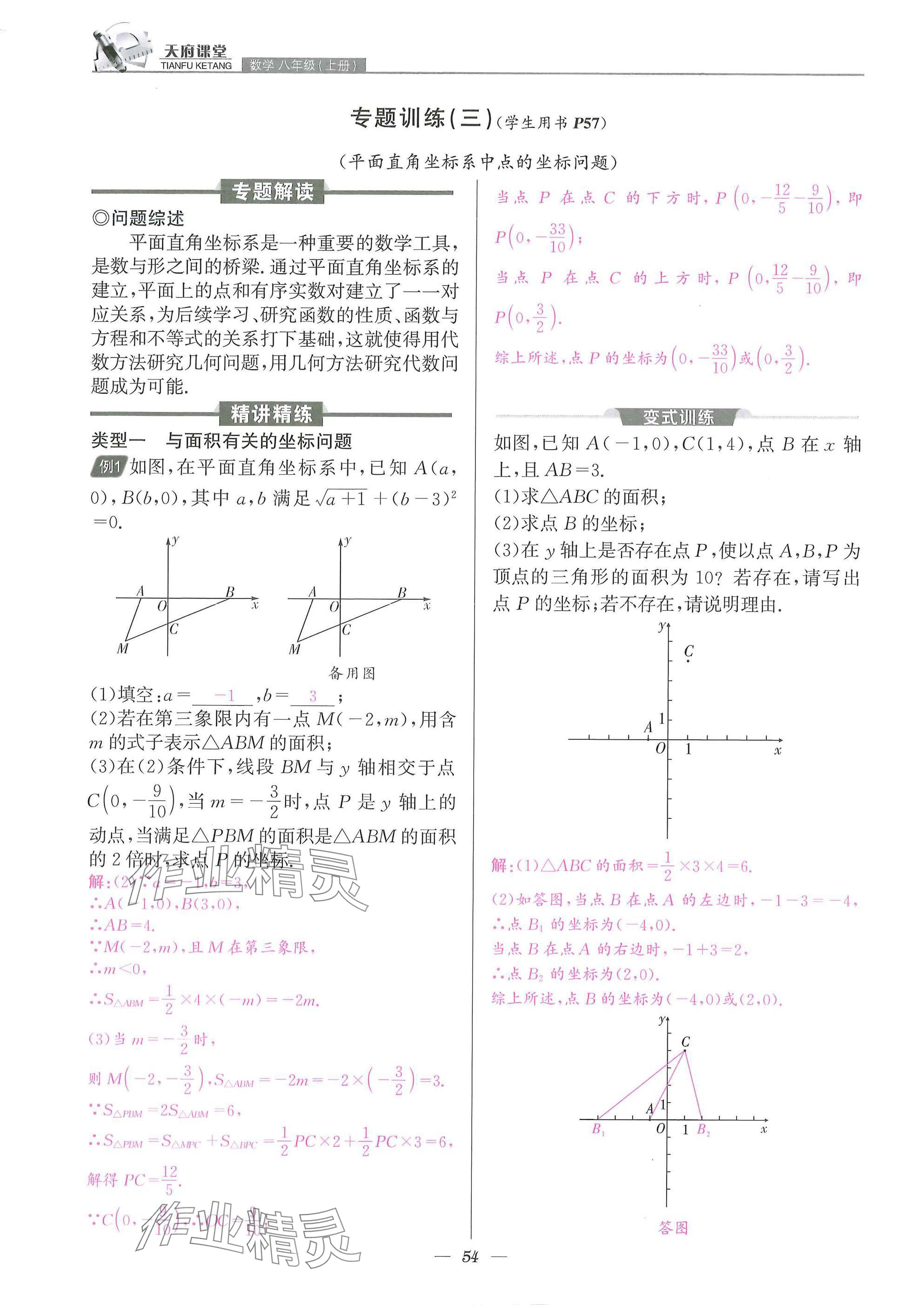 2025年天府课堂八年级数学上册北师大版&nbsp;参考答案第54页