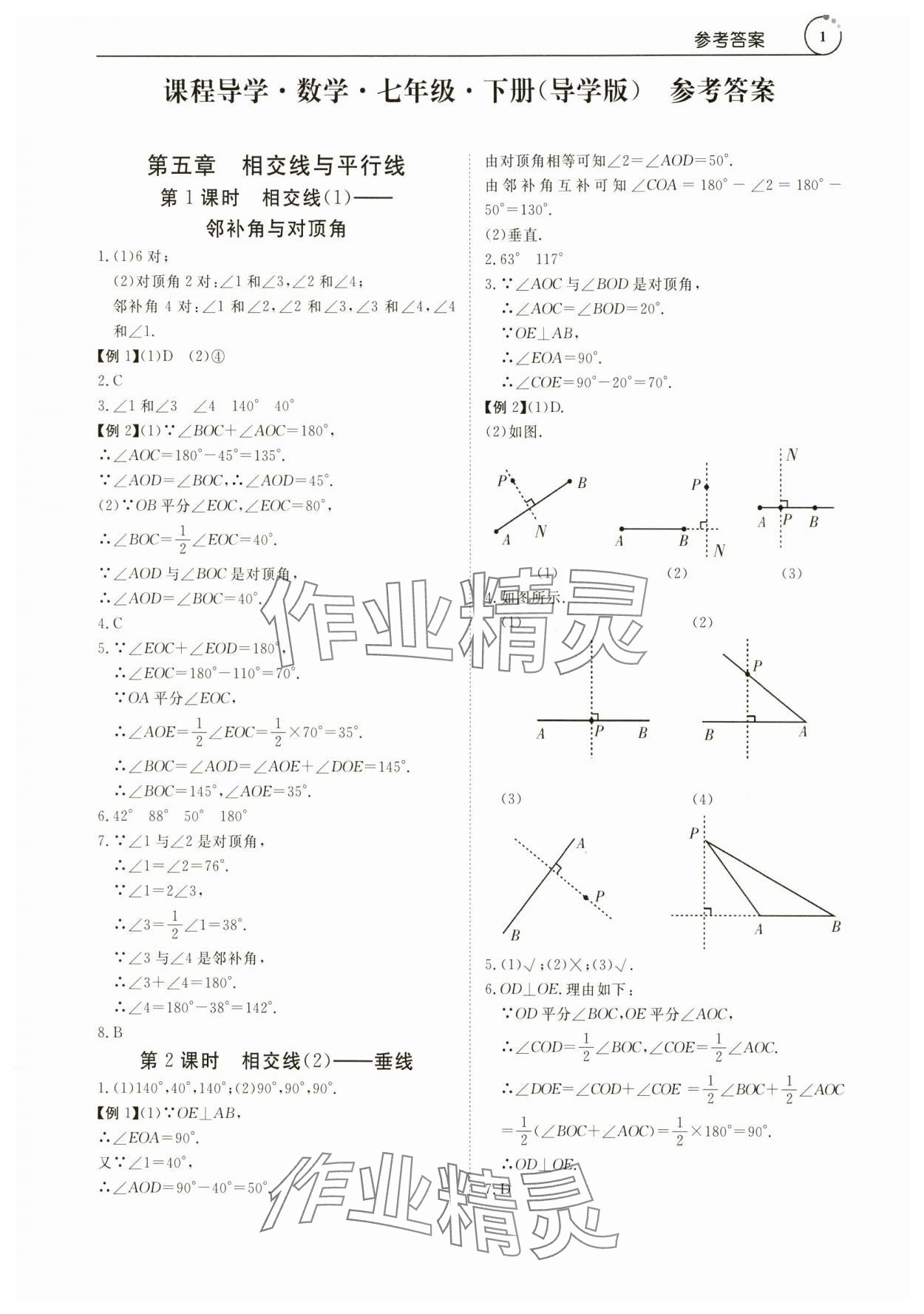 2024年课程导学七年级数学下册人教版 参考答案第1页