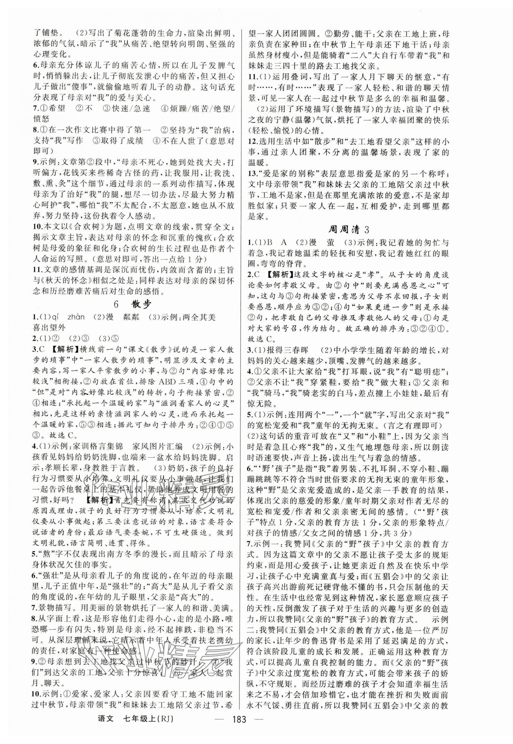 2025年四清導(dǎo)航七年級語文上冊人教版河南專版 第3頁