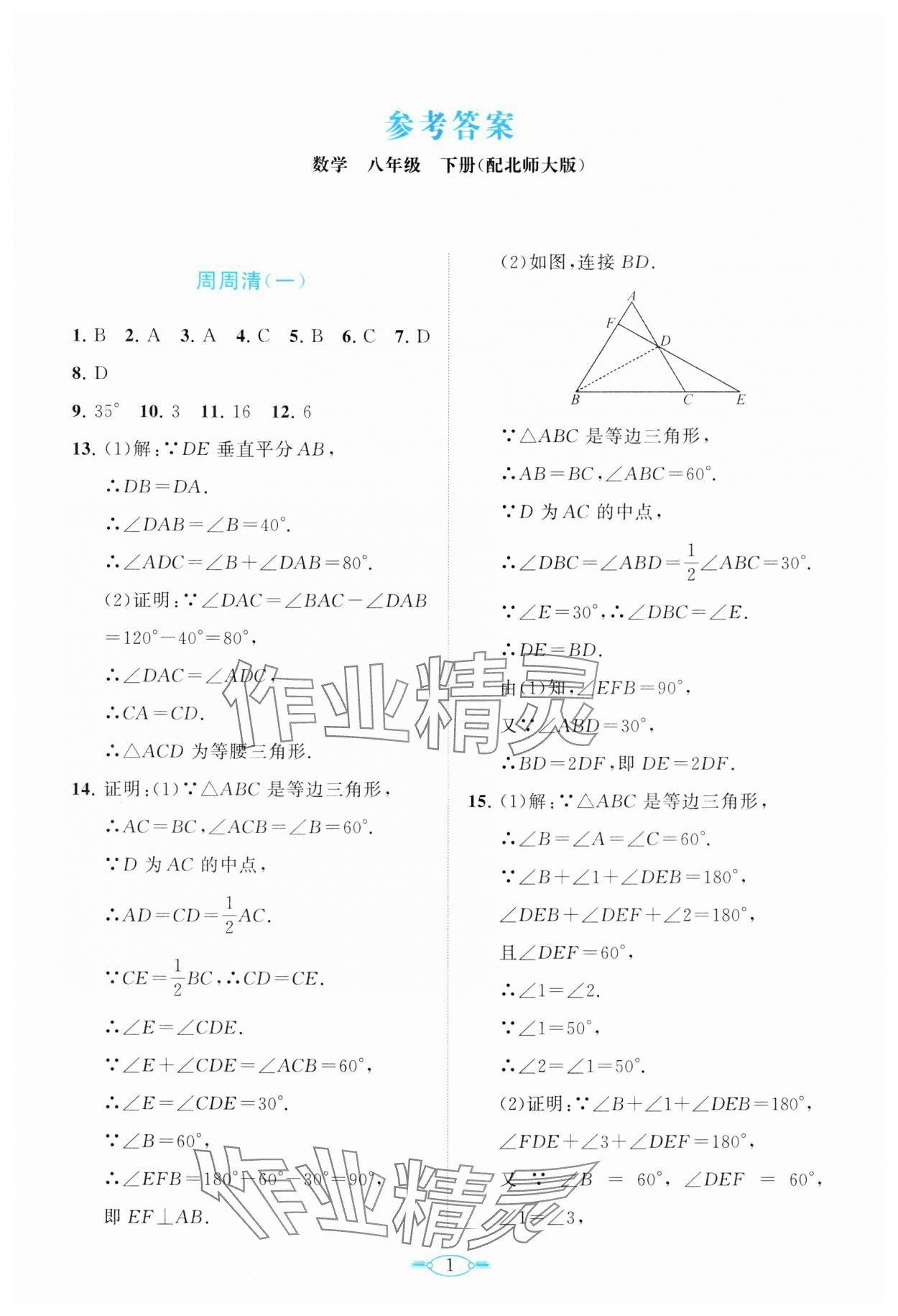 2024年课标新卷八年级数学下册北师大版 第1页