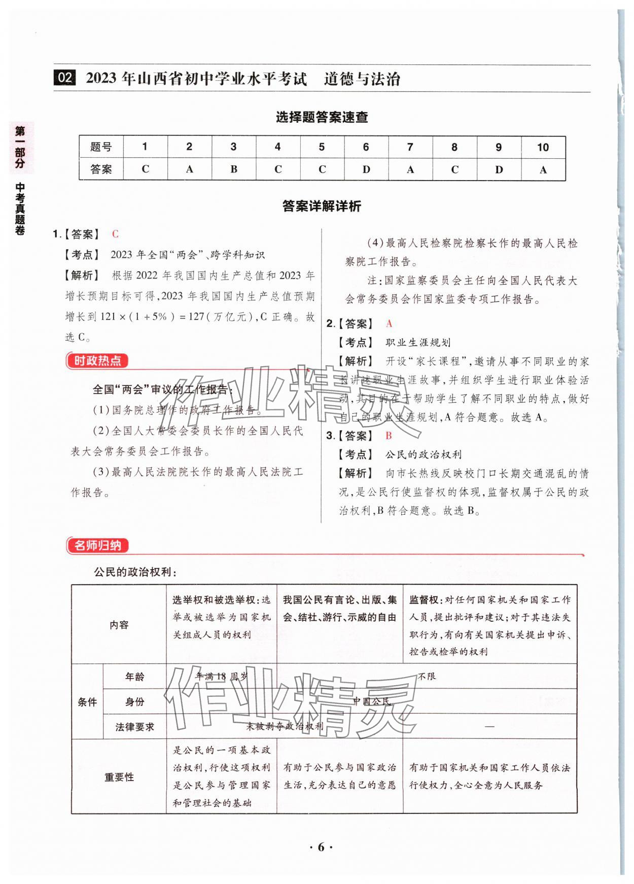 2025年晉一中考山西真題道德與法治 參考答案第6頁