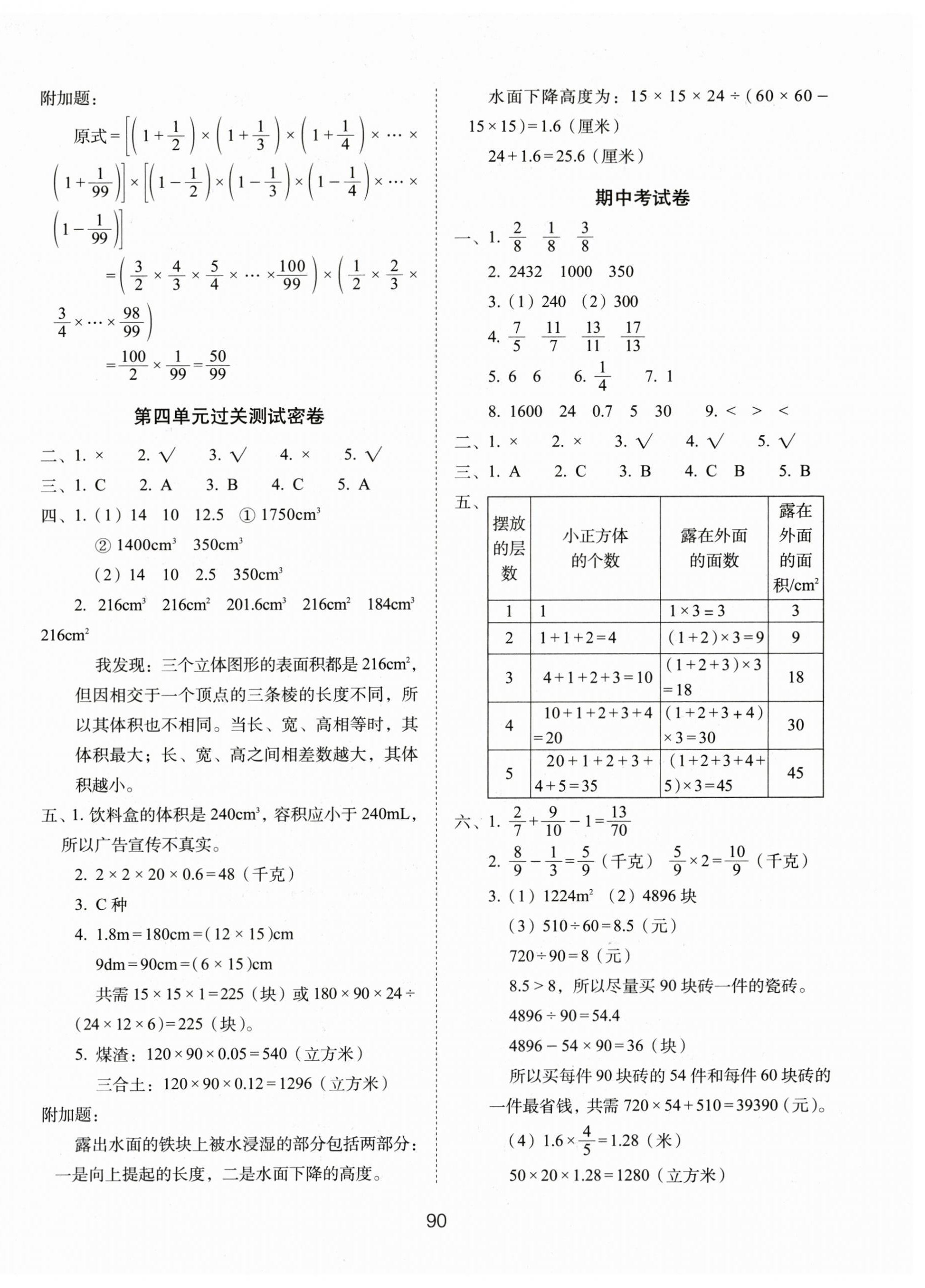 2024年期末冲刺100分完全试卷五年级数学下册北师大版 第2页