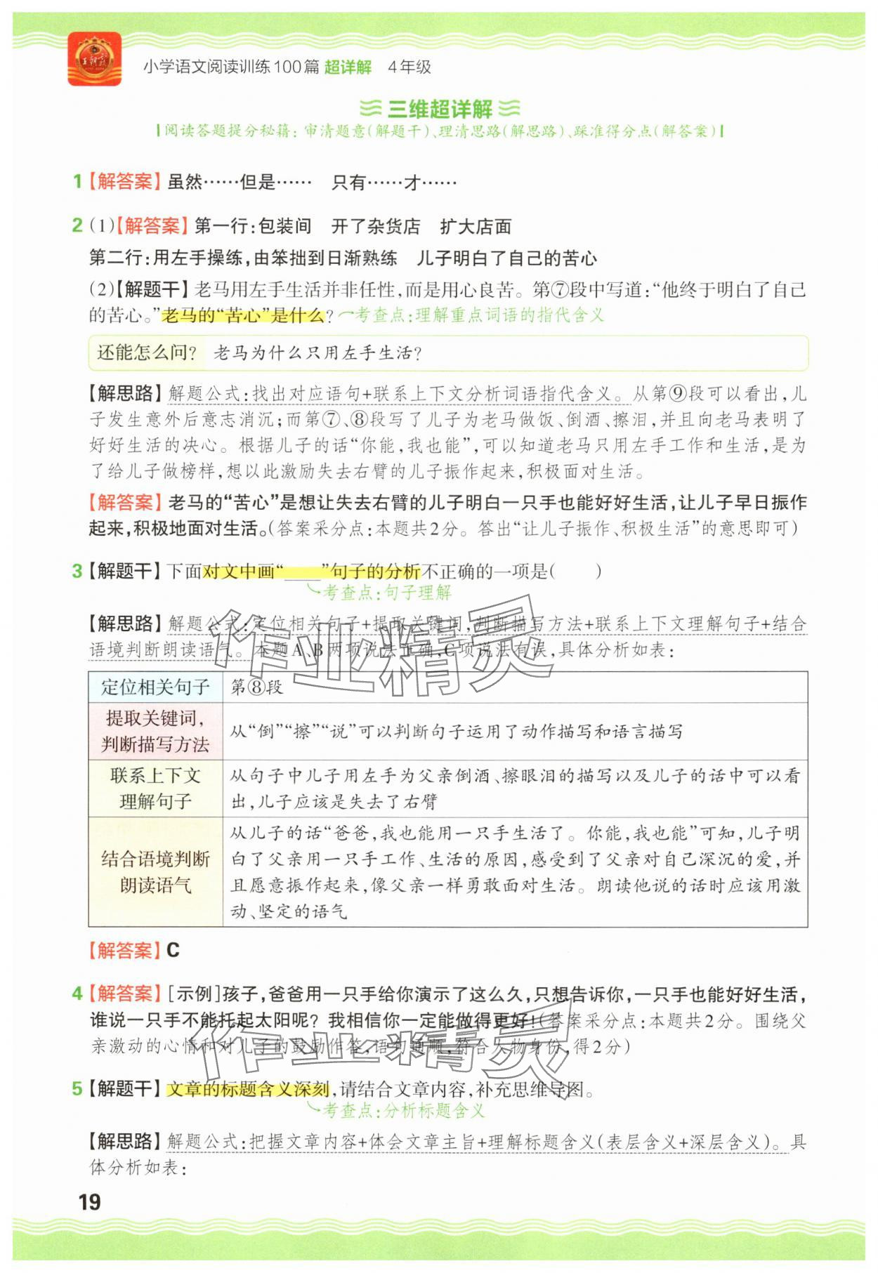 2025年王朝霞小學語文閱讀訓練100篇四年級 參考答案第19頁
