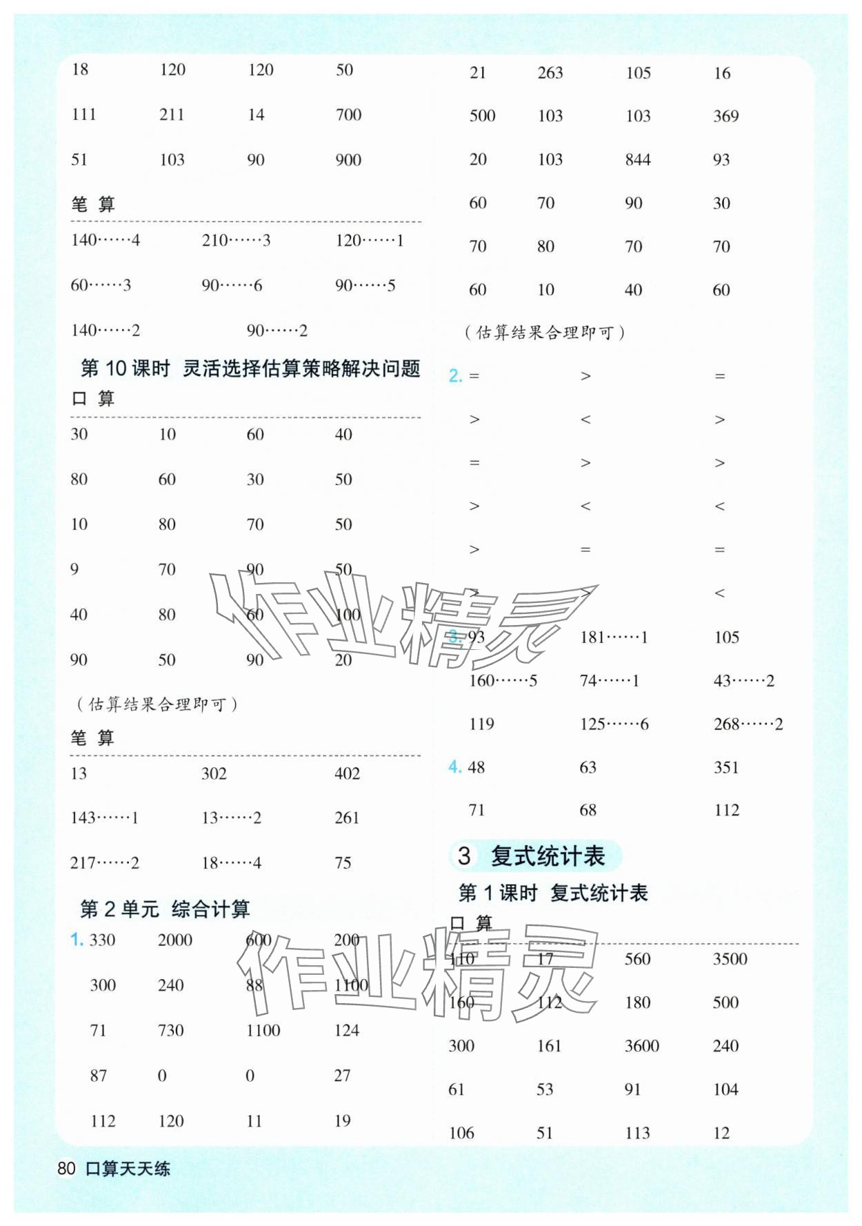 2025年口算天天練天津人民出版社三年級(jí)數(shù)學(xué)下冊(cè)人教版 第4頁(yè)