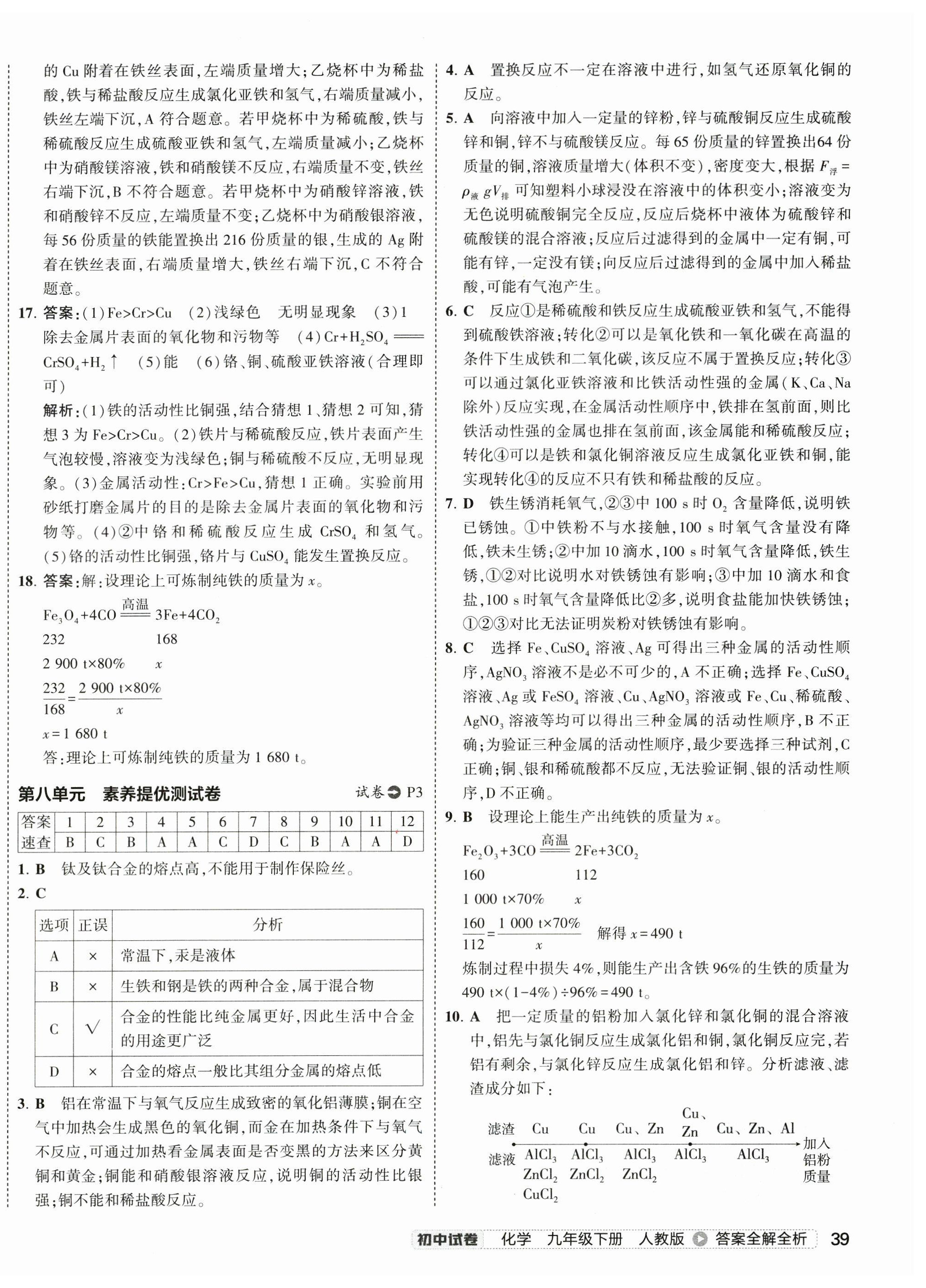 2025年5年中考3年模擬初中試卷九年級化學下冊人教版 第2頁