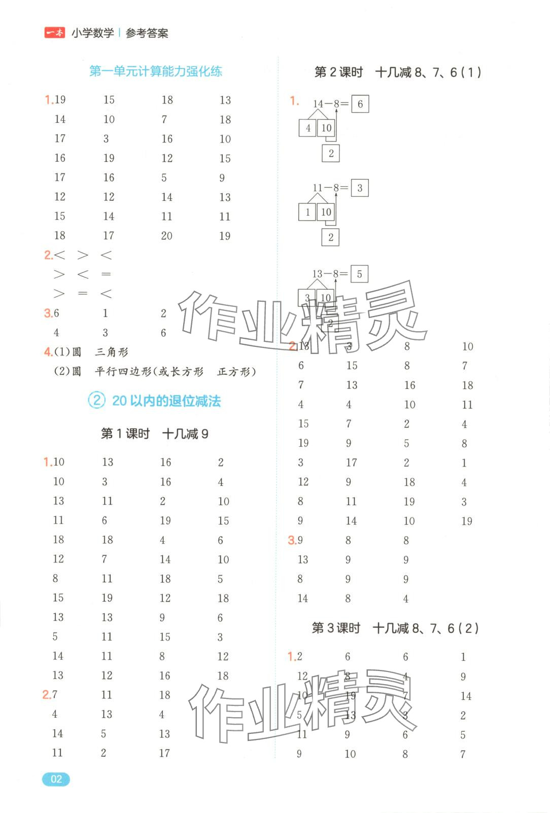 2025年一本口算能力訓練一年級數學下冊人教版 第2頁