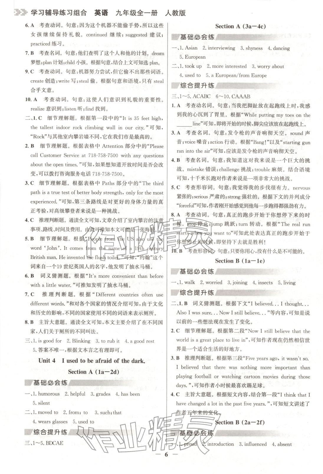 2025年学习辅导练习组合九年级英语全一册人教版&nbsp;参考答案第5页