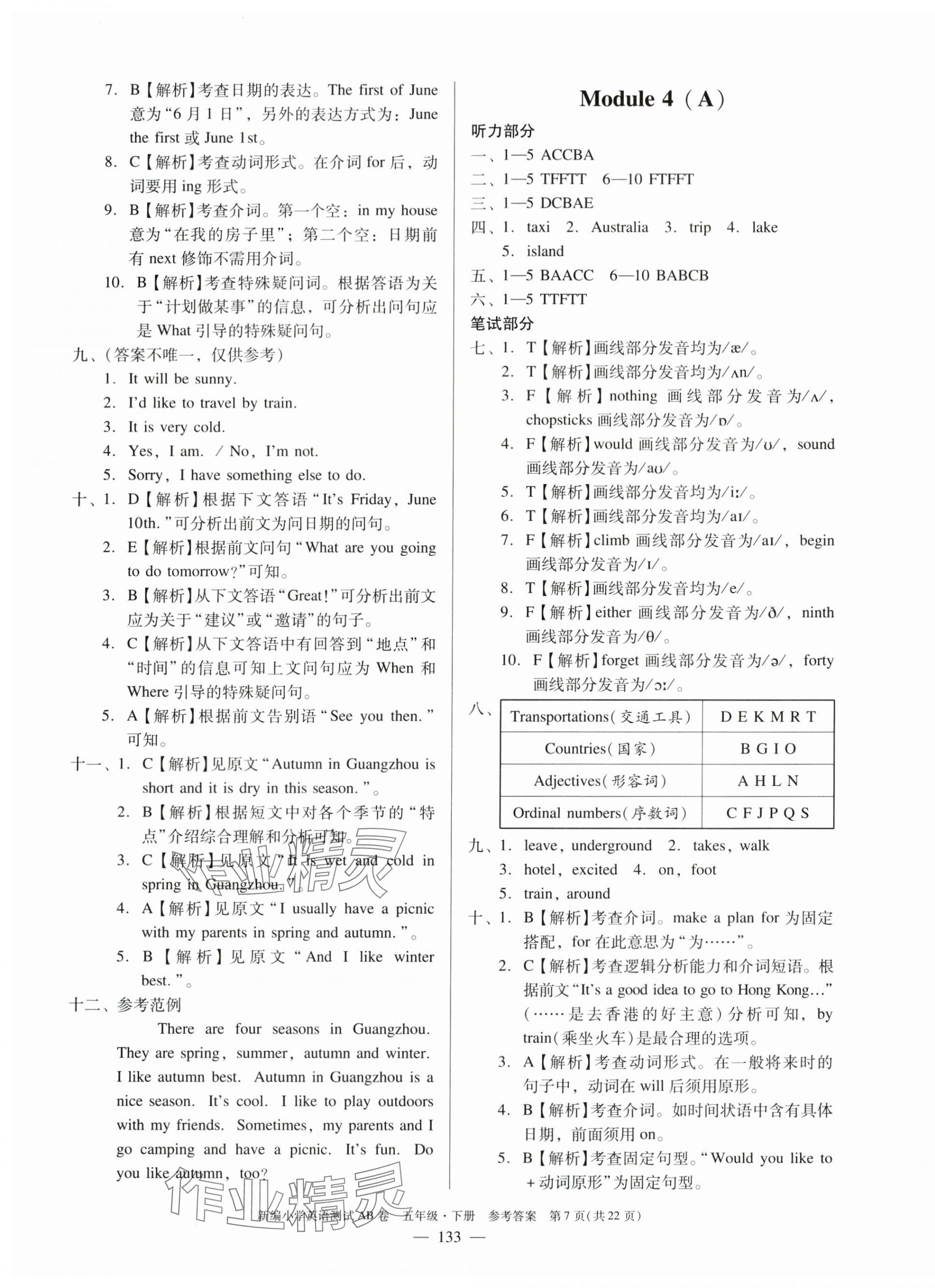 2024年小学英语测试AB卷五年级英语下册教科版广州专版 第7页