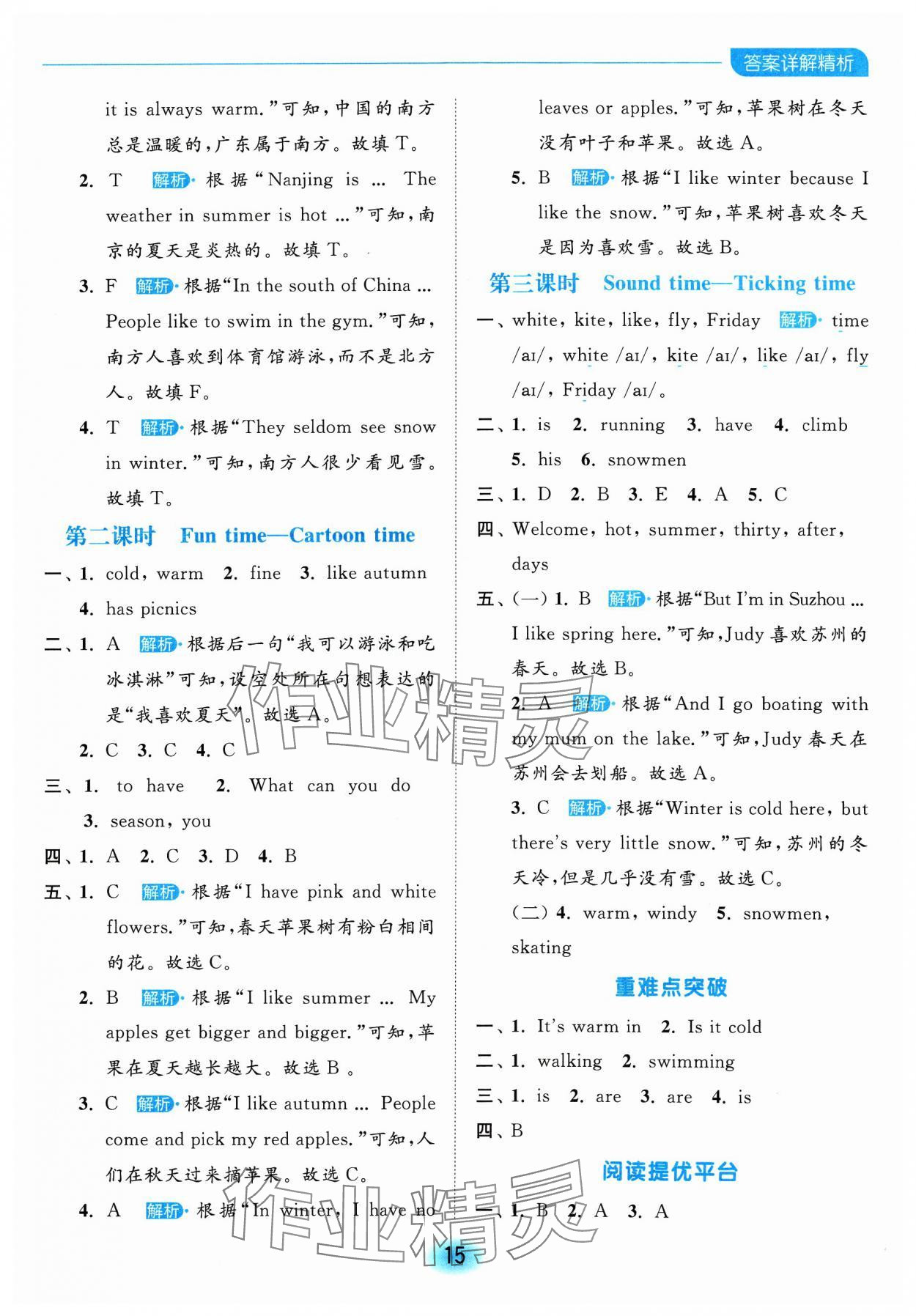 2024年亮點(diǎn)給力全優(yōu)練霸四年級(jí)英語(yǔ)下冊(cè)譯林版 參考答案第15頁(yè)