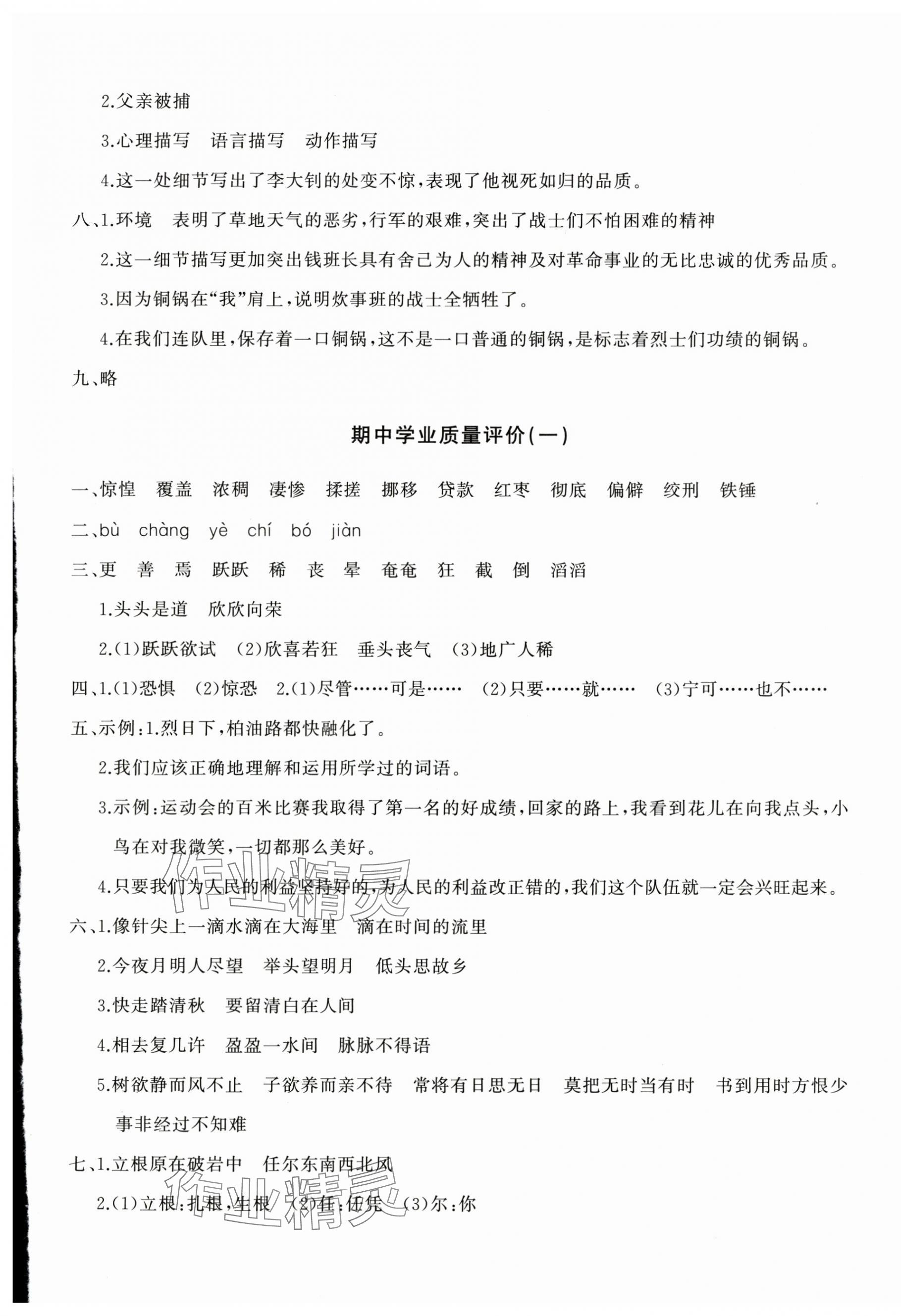 2025年精練課堂分層作業(yè)六年級(jí)語(yǔ)文下冊(cè)人教版 參考答案第5頁(yè)